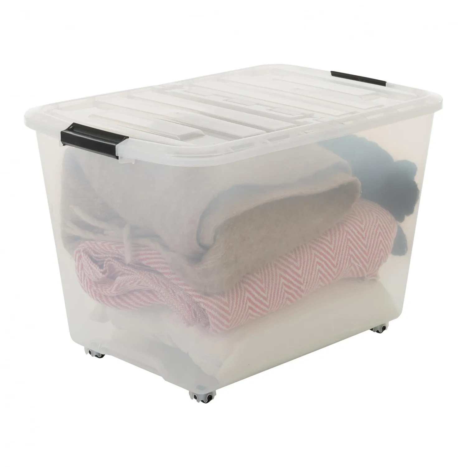 Iris Ohyama Aufbewahrungsbox 45L 3er-Set Schwarz Deckel