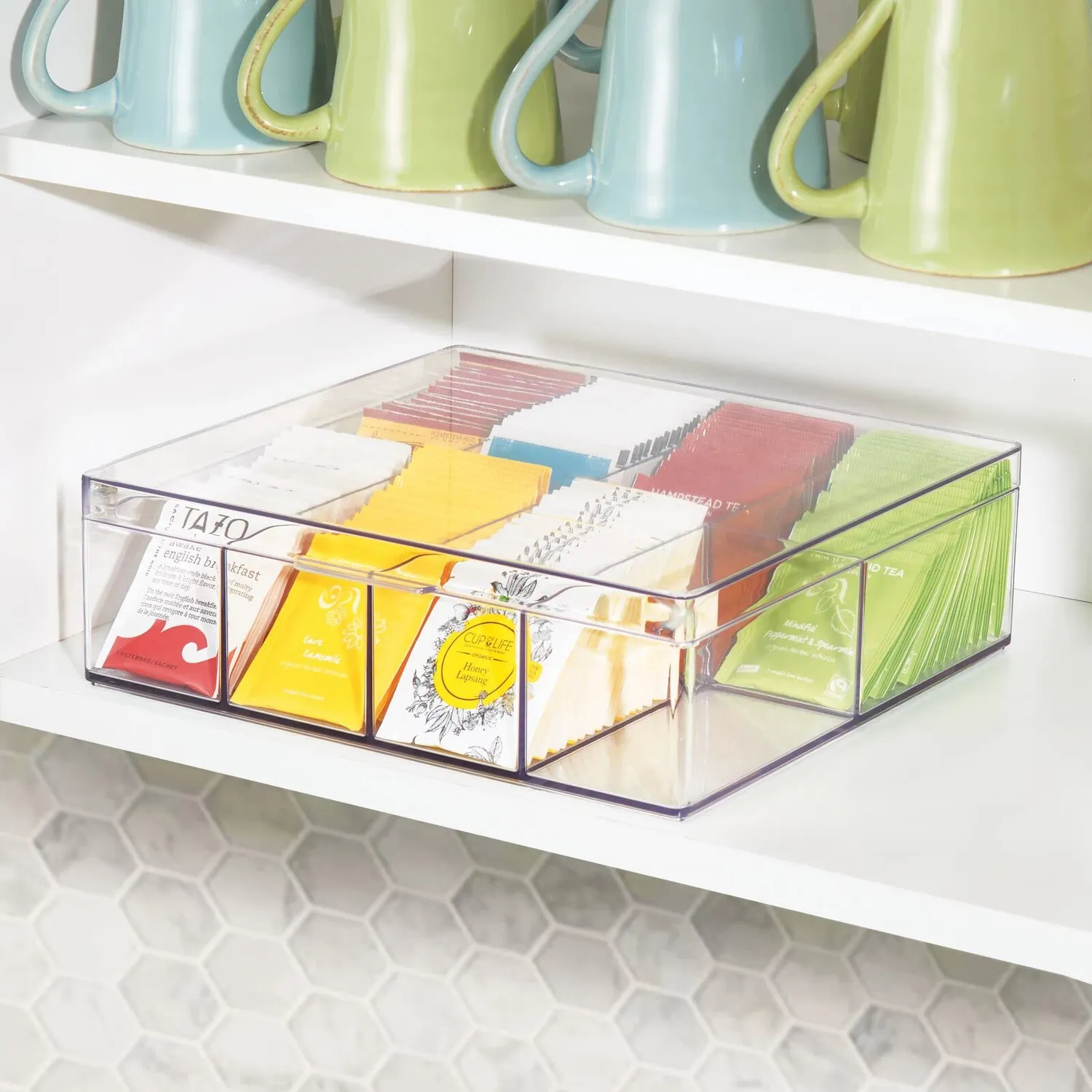 mDesign Küchen Organizer Aufbewahrungsbox 8 Fächer 2er-Set