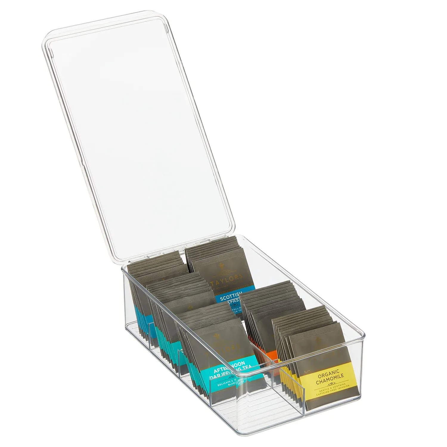 mDesign Küchen Organizer Teebox 8 Fächer transparent