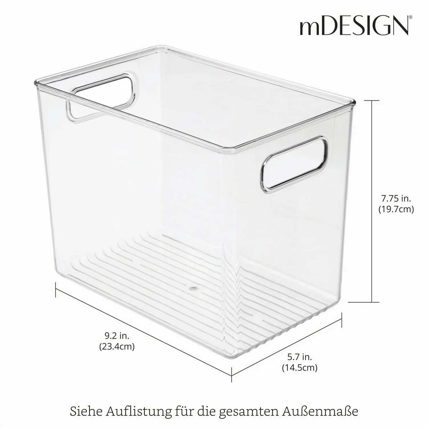 mDesign Aufbewahrungsbox Griff 4er-Set transparent hoch