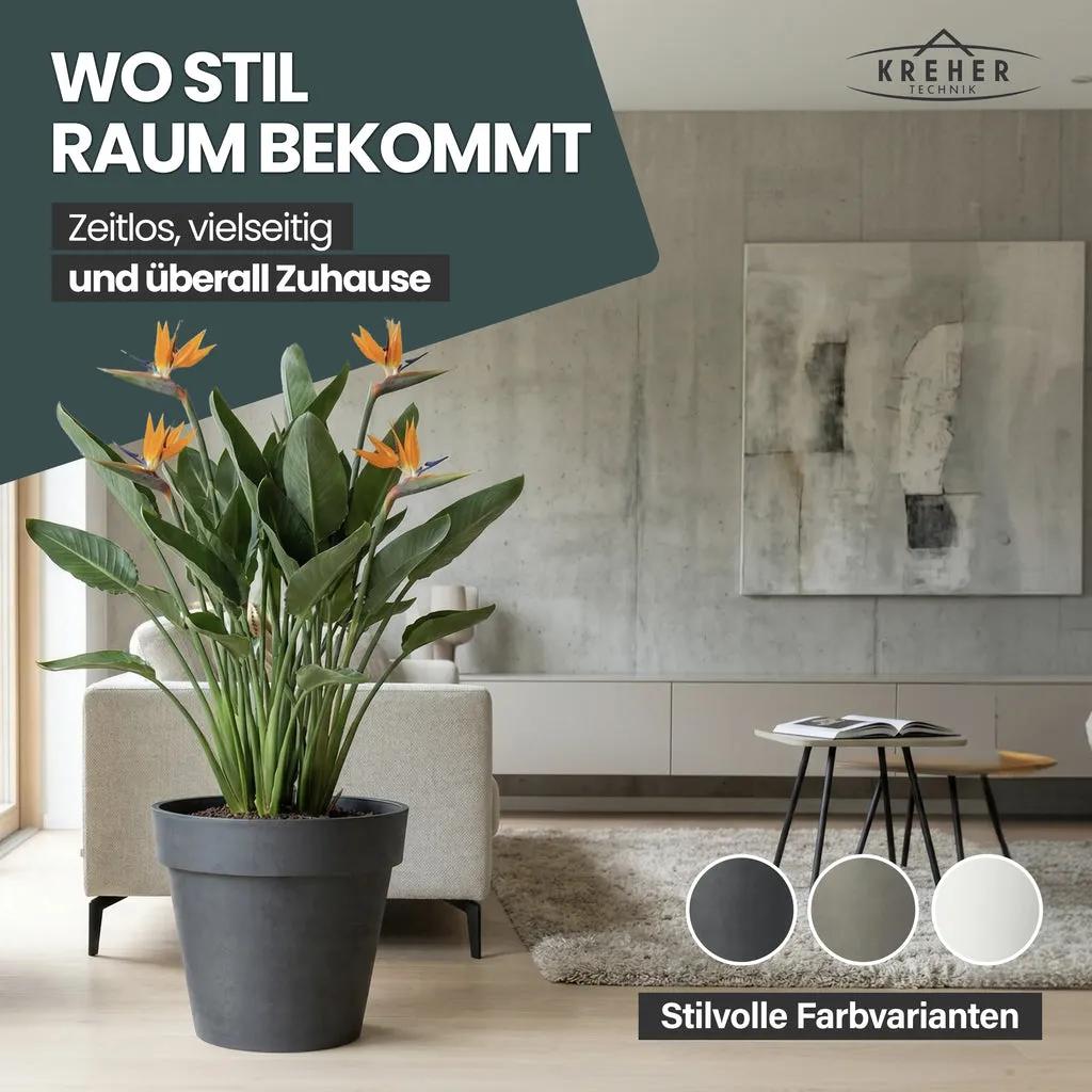 Kreher Like XL Pflanzkübel Ø58cm Anthrazit 90L frostfest