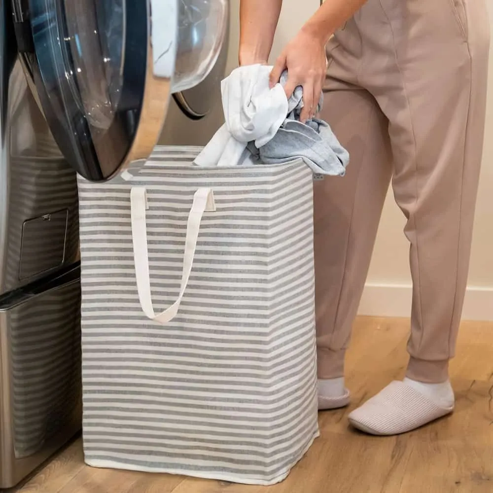 Lifewit Wäschekorb 100L 2er Set faltbar grau mit Griffen