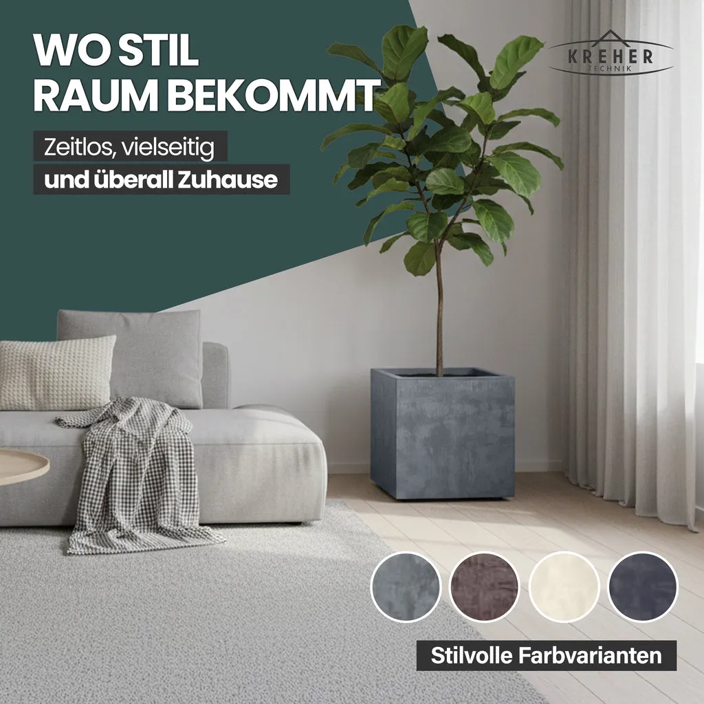 Kreher Millennium Pflanzkübel 40L Eckig 2er Grau Stein
