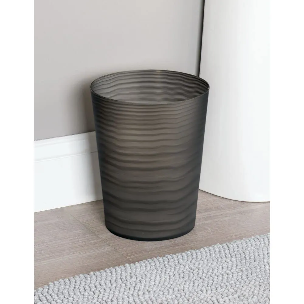 mDesign Abfalleimer Kunststoff 2er-Set mattschwarz Welle