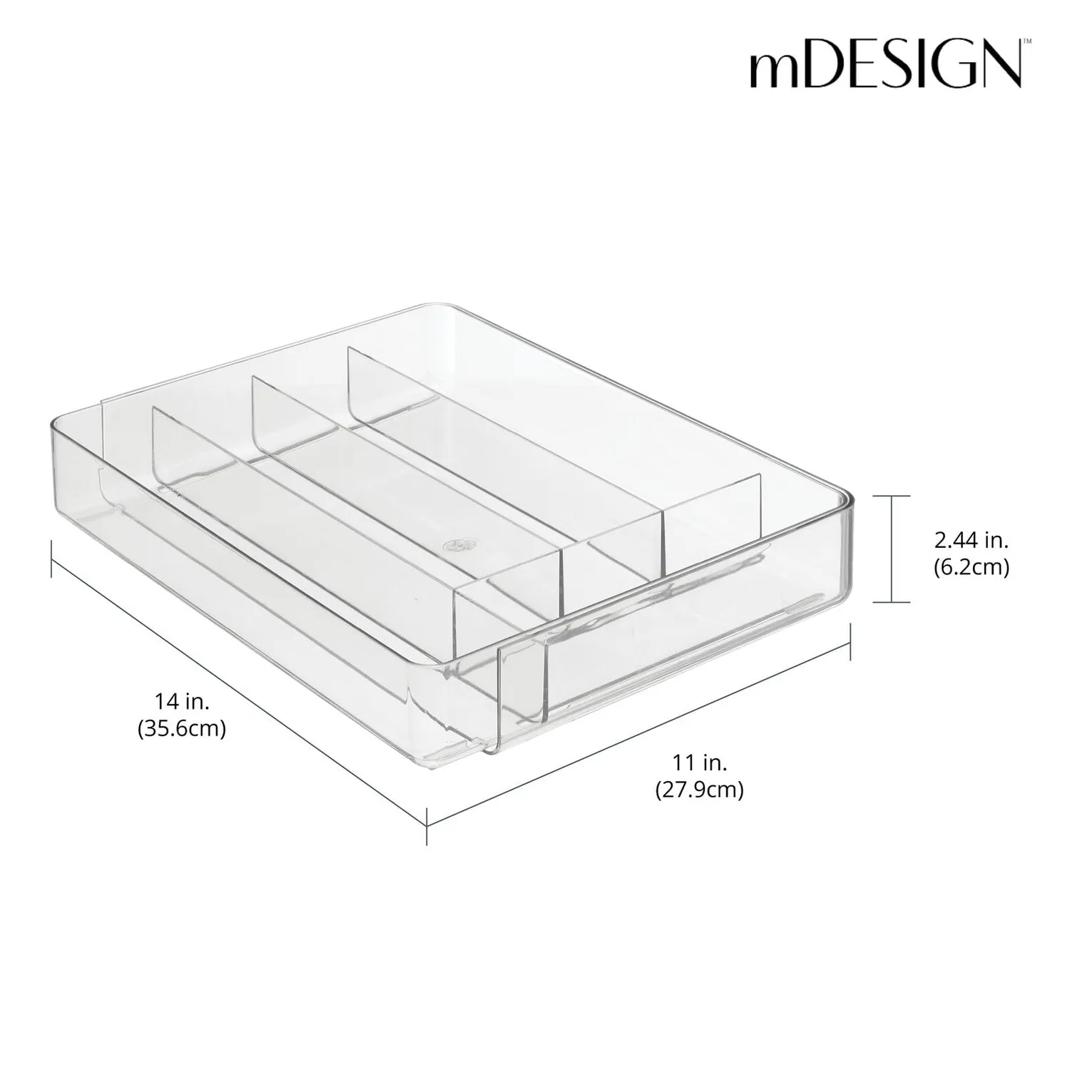 mDesign Schubladenbox Besteckkasten 6 Fächer transparent