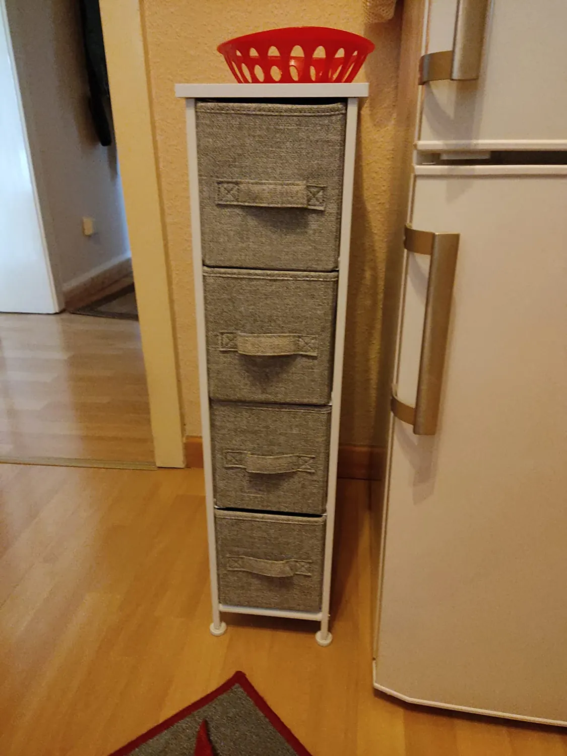 mDesign Kommode 4 Schubladen cremeweiß Stoff 48 cm