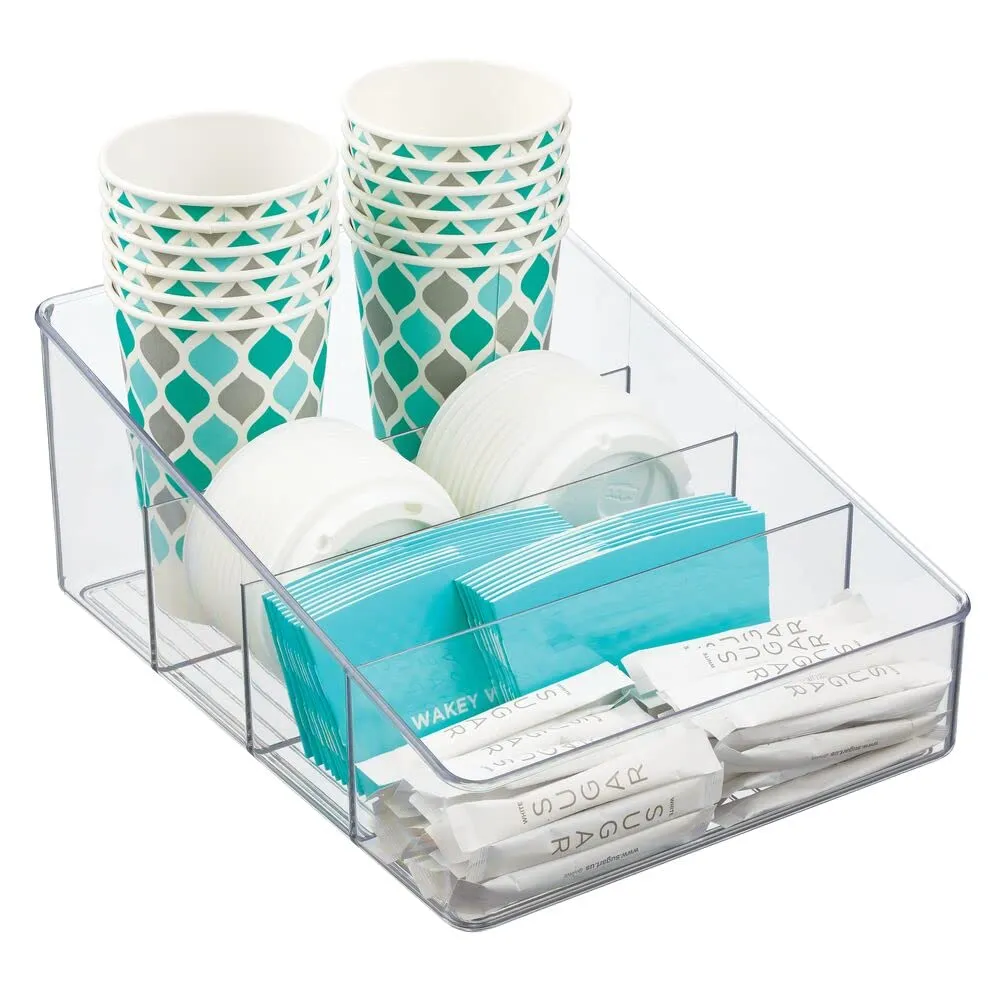 mDesign Aufbewahrungsbox transparent 3 Fächer kompakt