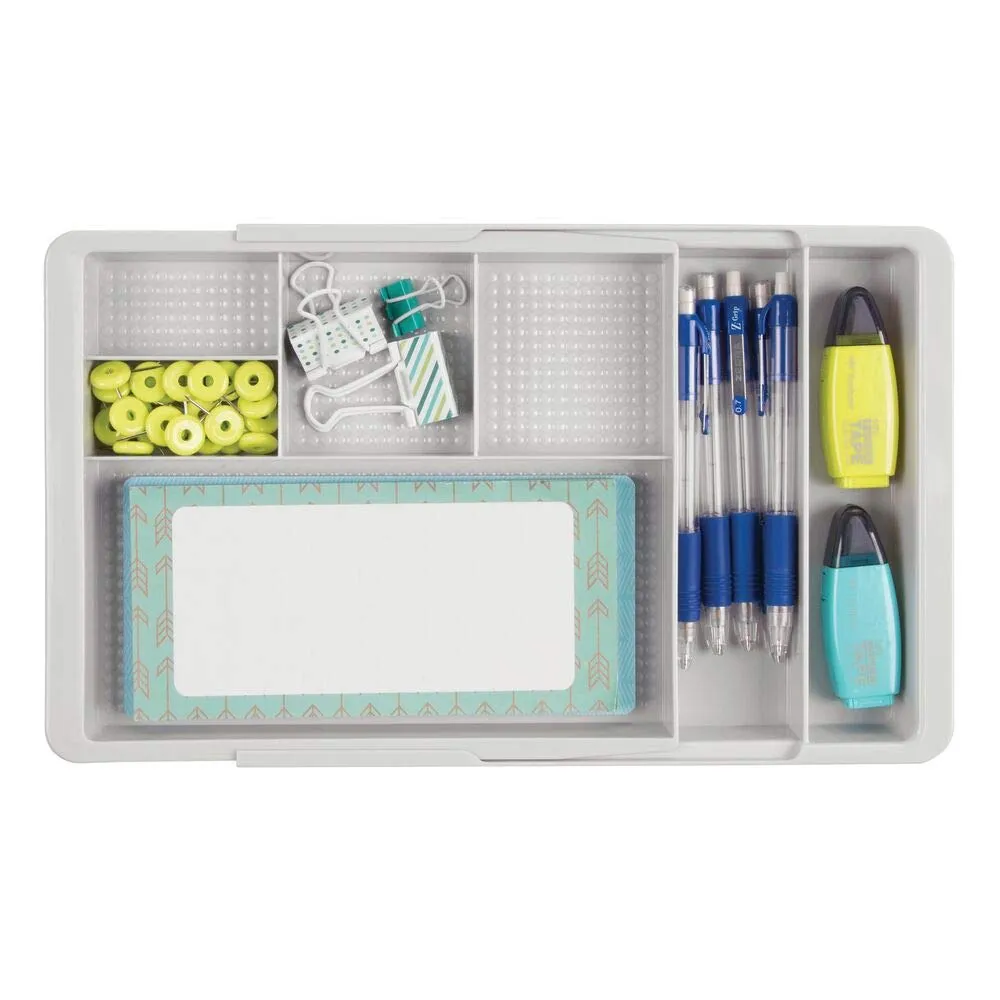 mDesign Schubladenbox Schreibtisch Organizer Hellgrau 7 Fächer