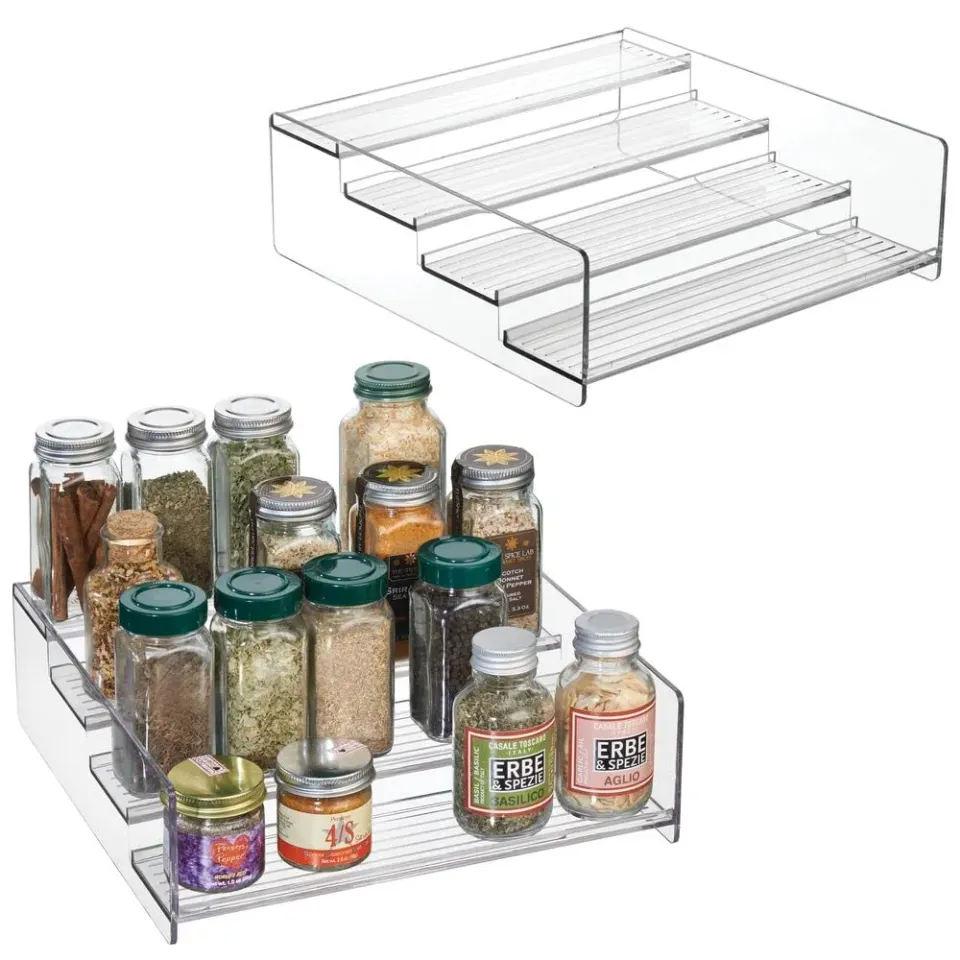 mDesign Gewürzregal Kunststoff durchsichtig 4-stufig 2er-Set