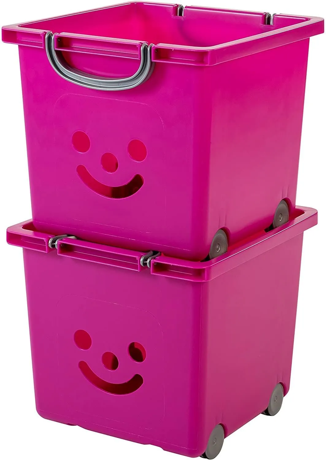 Iris Ohyama KCB-43 Spielzeugbox 34 L 2er-Set grün mit Rädern