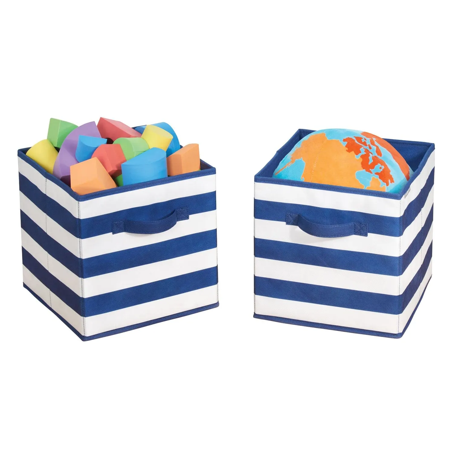 mDesign Spielzeug Aufbewahrungsbox Stoff 4er-Set marineblau