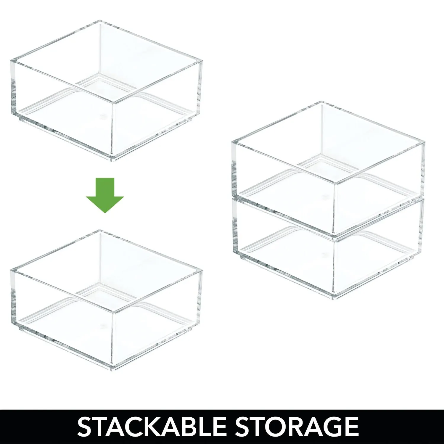 mDesign Kosmetikkorb Badablage 3er-Set durchsichtig 10,2 cm quadratisch