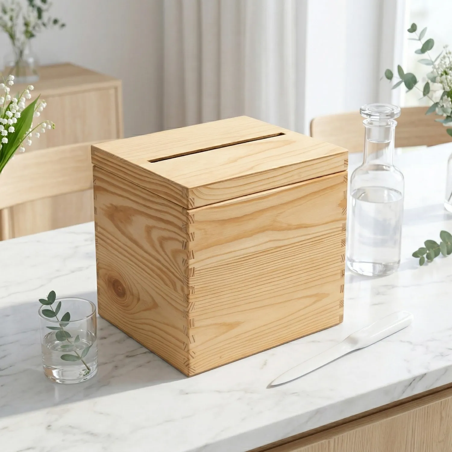 GoodFreshDecor Kartenbox Hochzeit Holz Natur mit Deckel