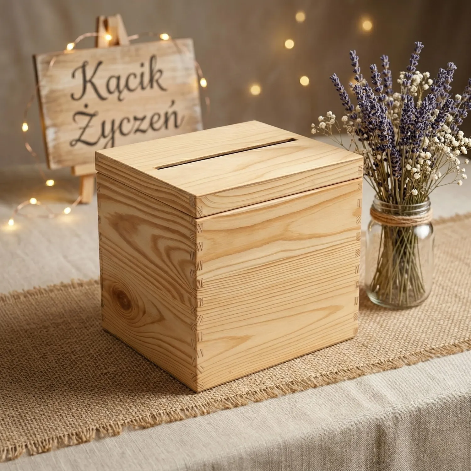 GoodFreshDecor Kartenbox Hochzeit Holz Natur mit Deckel