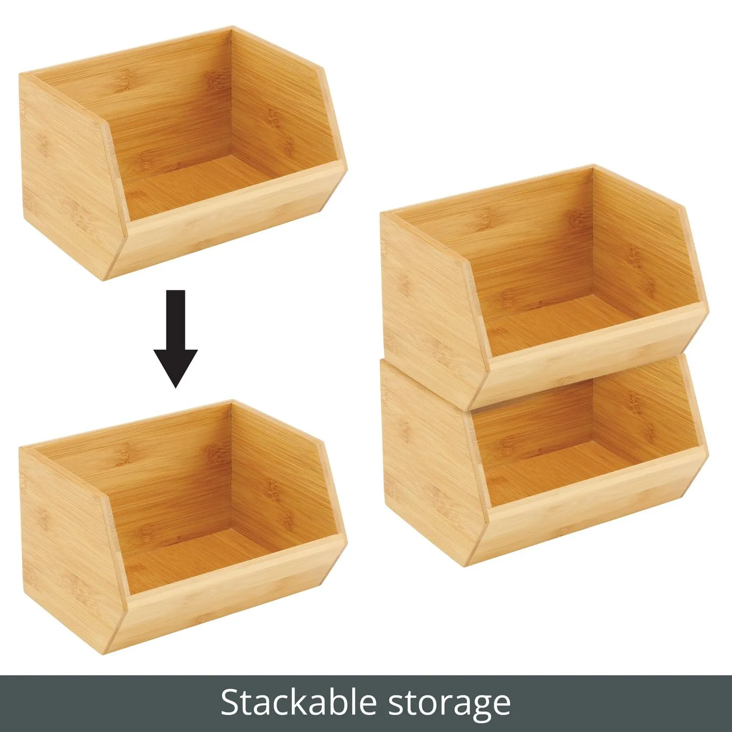 mDesign Echo Aufbewahrungsbox Bambus 8er Natur