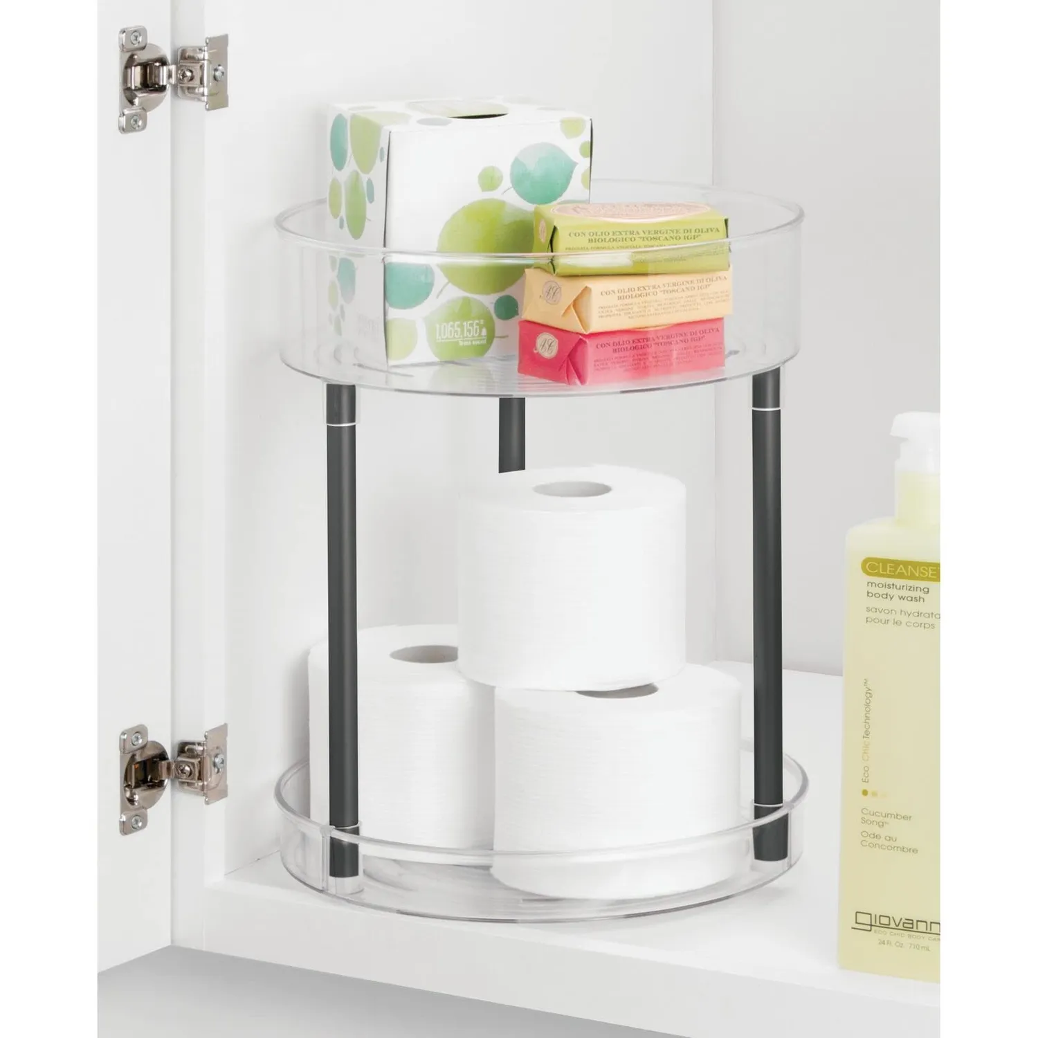 mDesign Kosmetik Organizer Make-up Ablage 2-stöckig schwarz