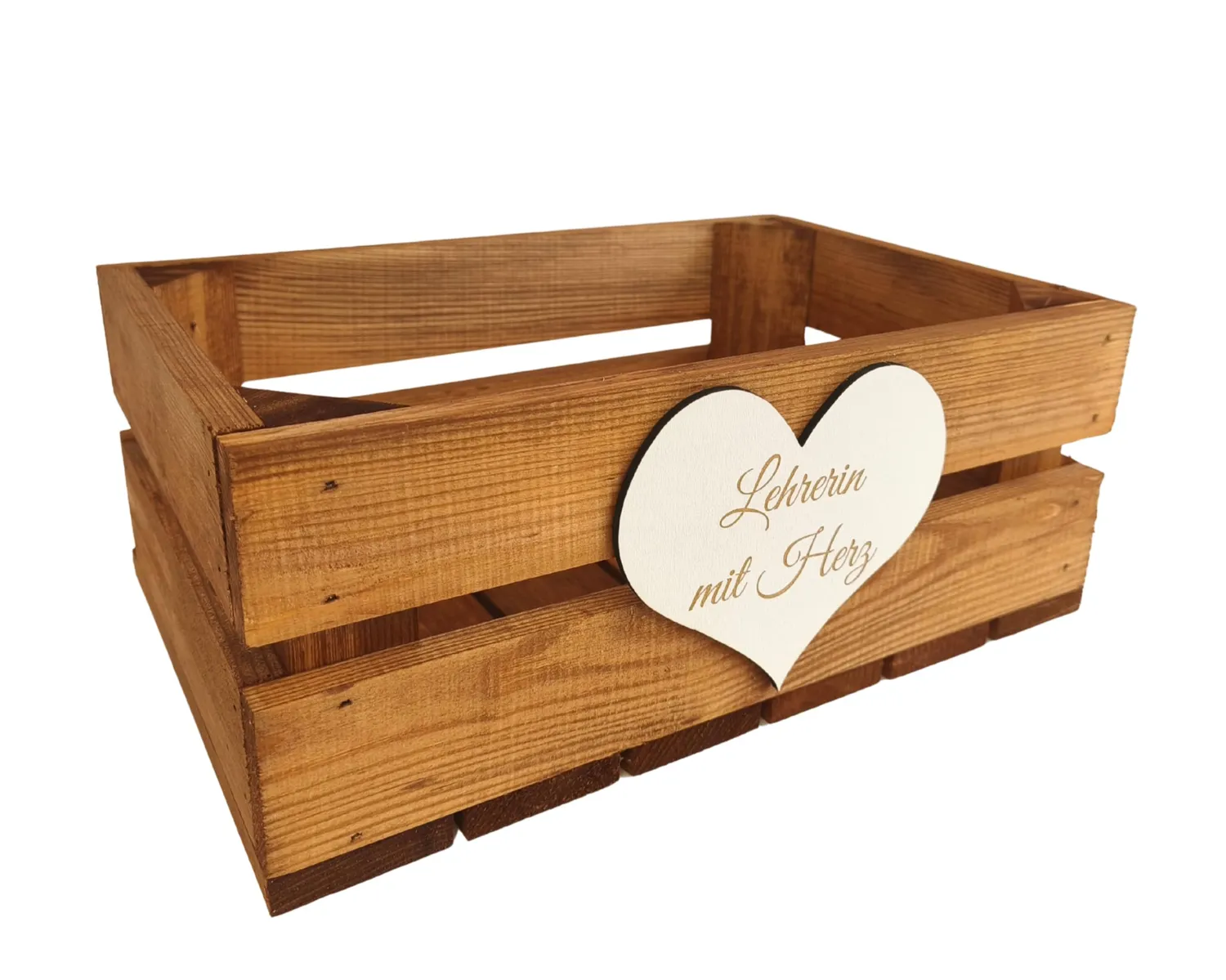 GoodFreshDecor Holzbox mit Deckel 30x20x12 cm Herz Gravur braun