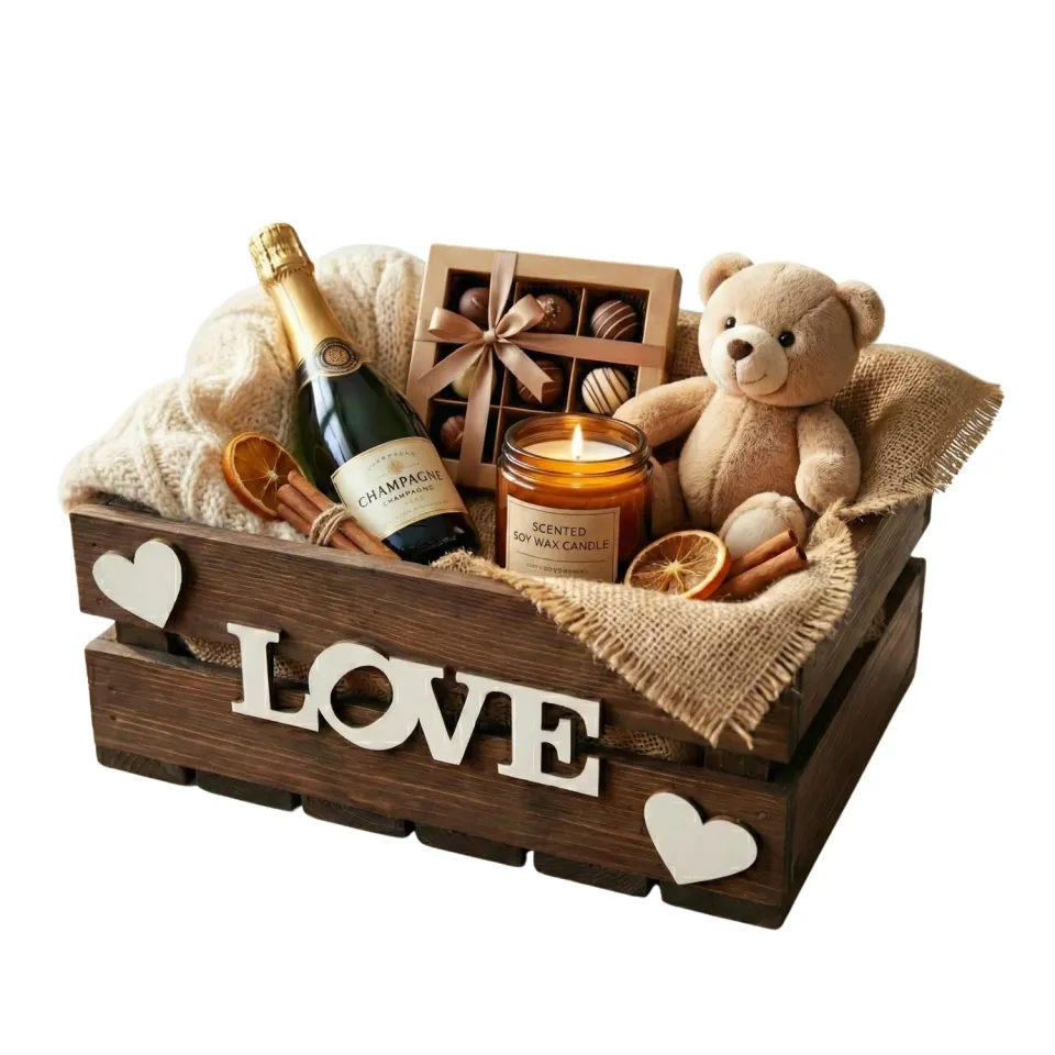 GoodFreshDecor Love Holzkiste 30x20x12 cm Braun Geschenkbox