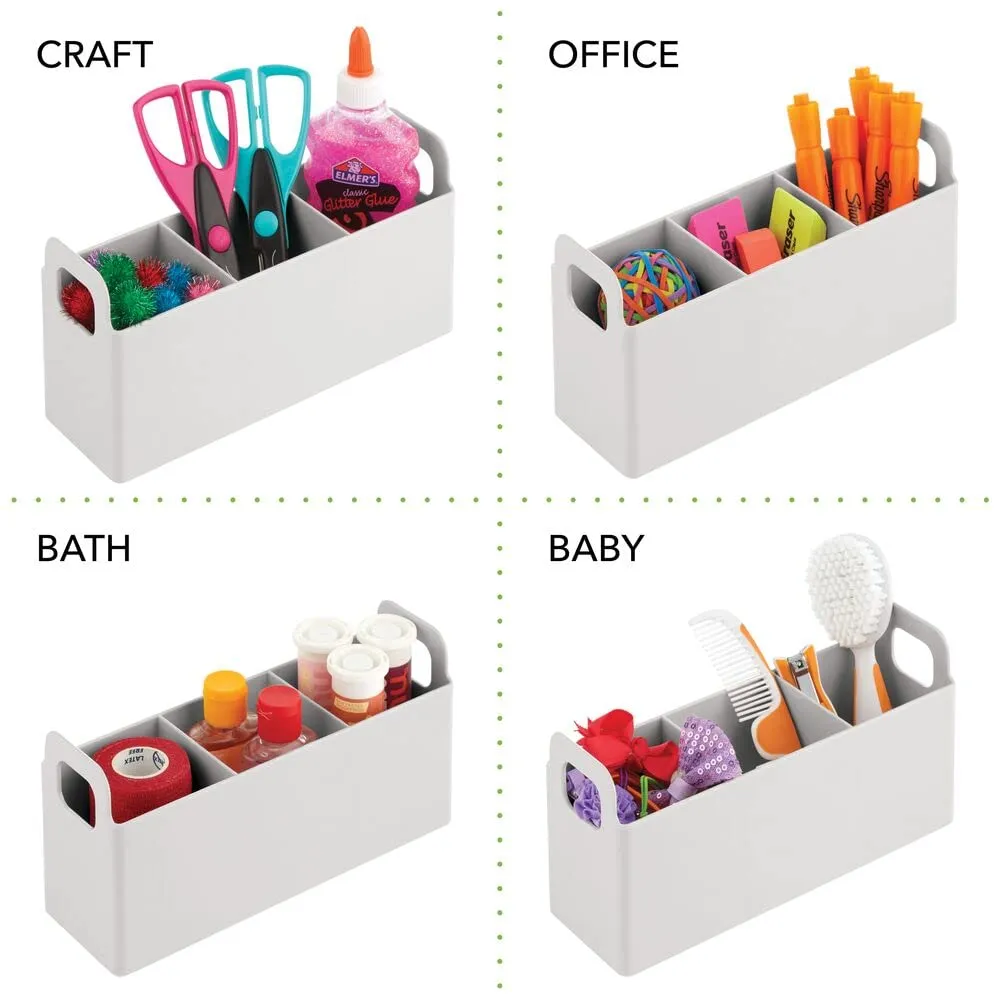 mDesign Tea Caddy Küchen Organizer 3 Fächer 2er-Set hellgrau