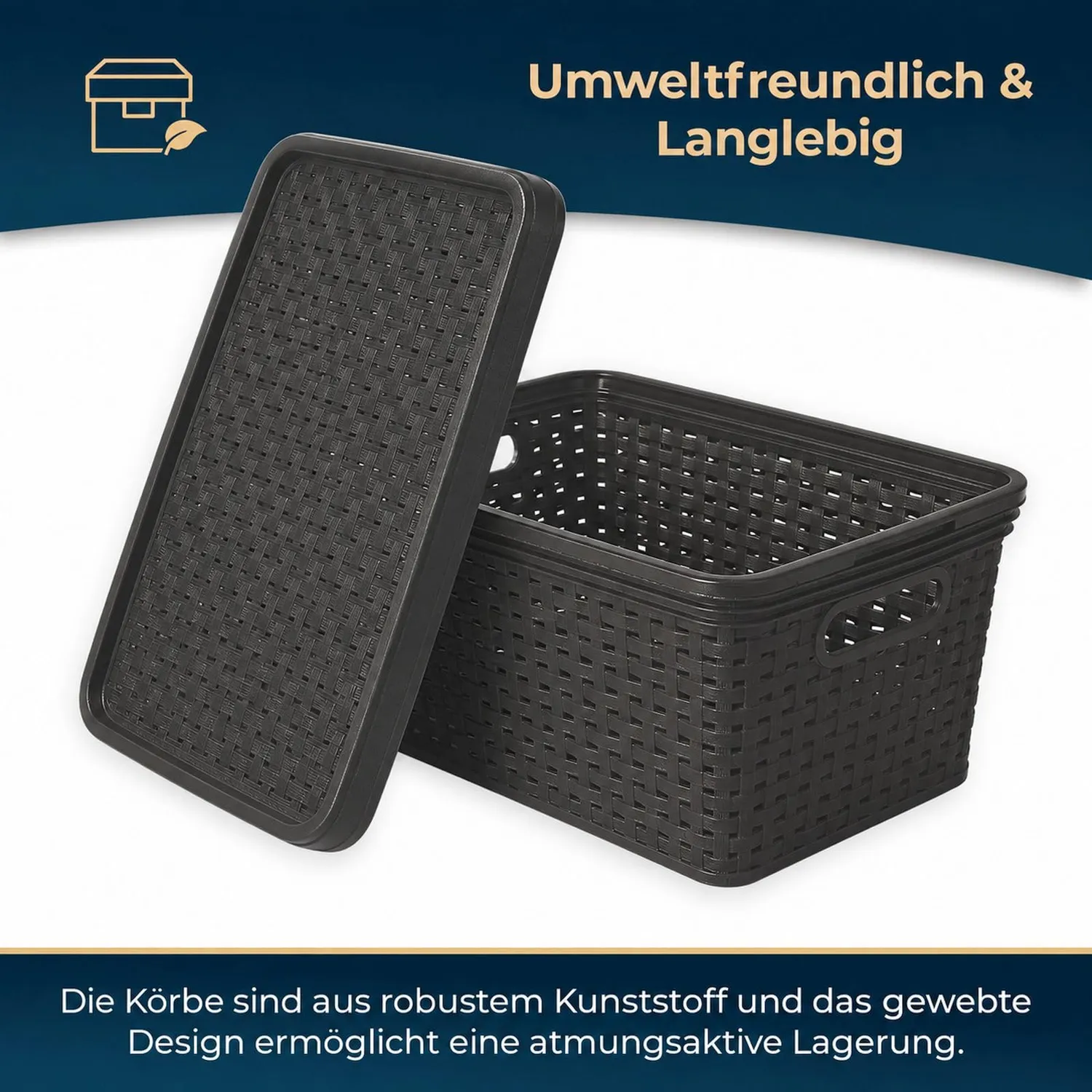 astor24 Premium Aufbewahrungsbox 3er Set 2 Liter Anthrazit