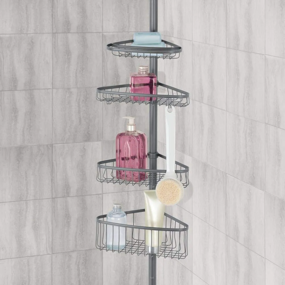 mDesign Duschregal Teleskop Ecke dunkelgrau 1,5-2,9m