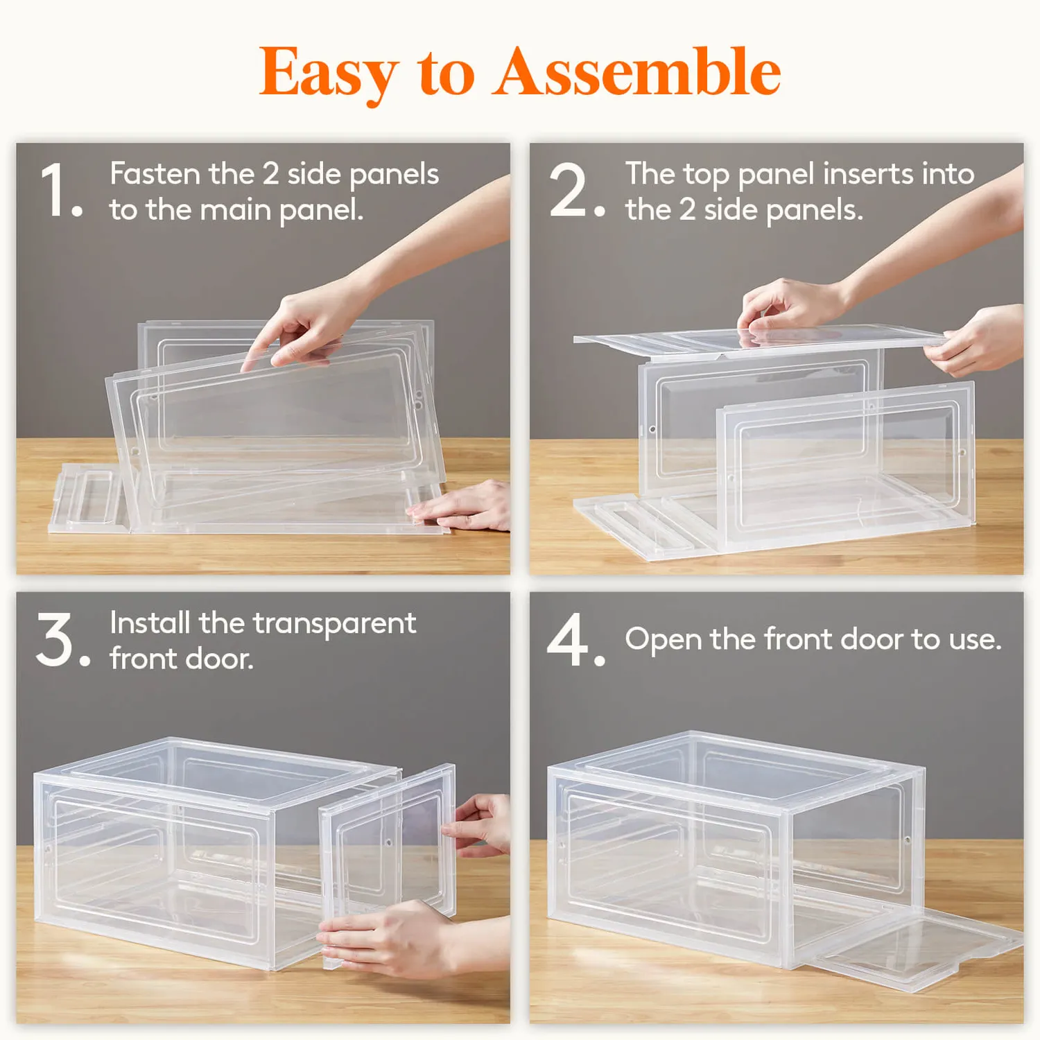 Lifewit Schuhbox stapelbar 6er transparent für Schuhe bis Gr. 46