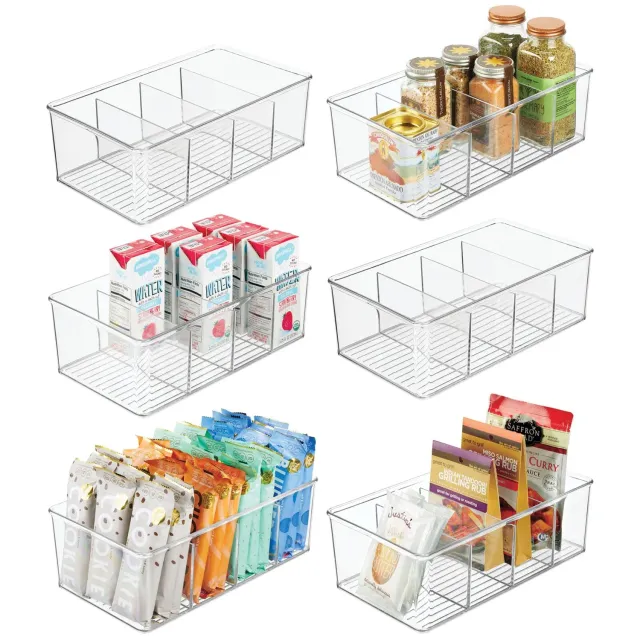 mDesign 11454MDKEU Aufbewahrungsbox 6er-Set transparent 4 Fächer