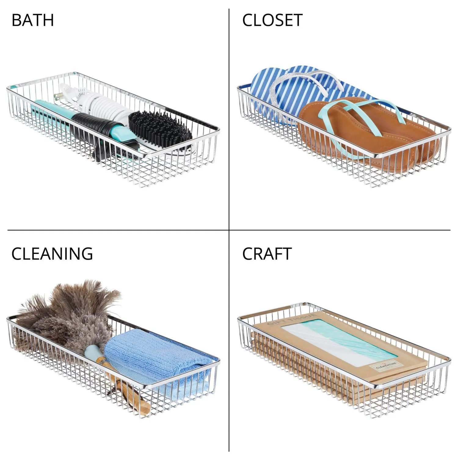 mDesign Schubladenkasten Metall 2er-Set chromfarben