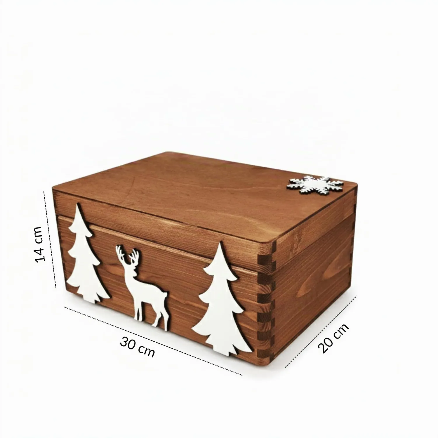GoodFreshDecor Holzbox Weihnachten 30x20x14 cm Tanne Rentier braun