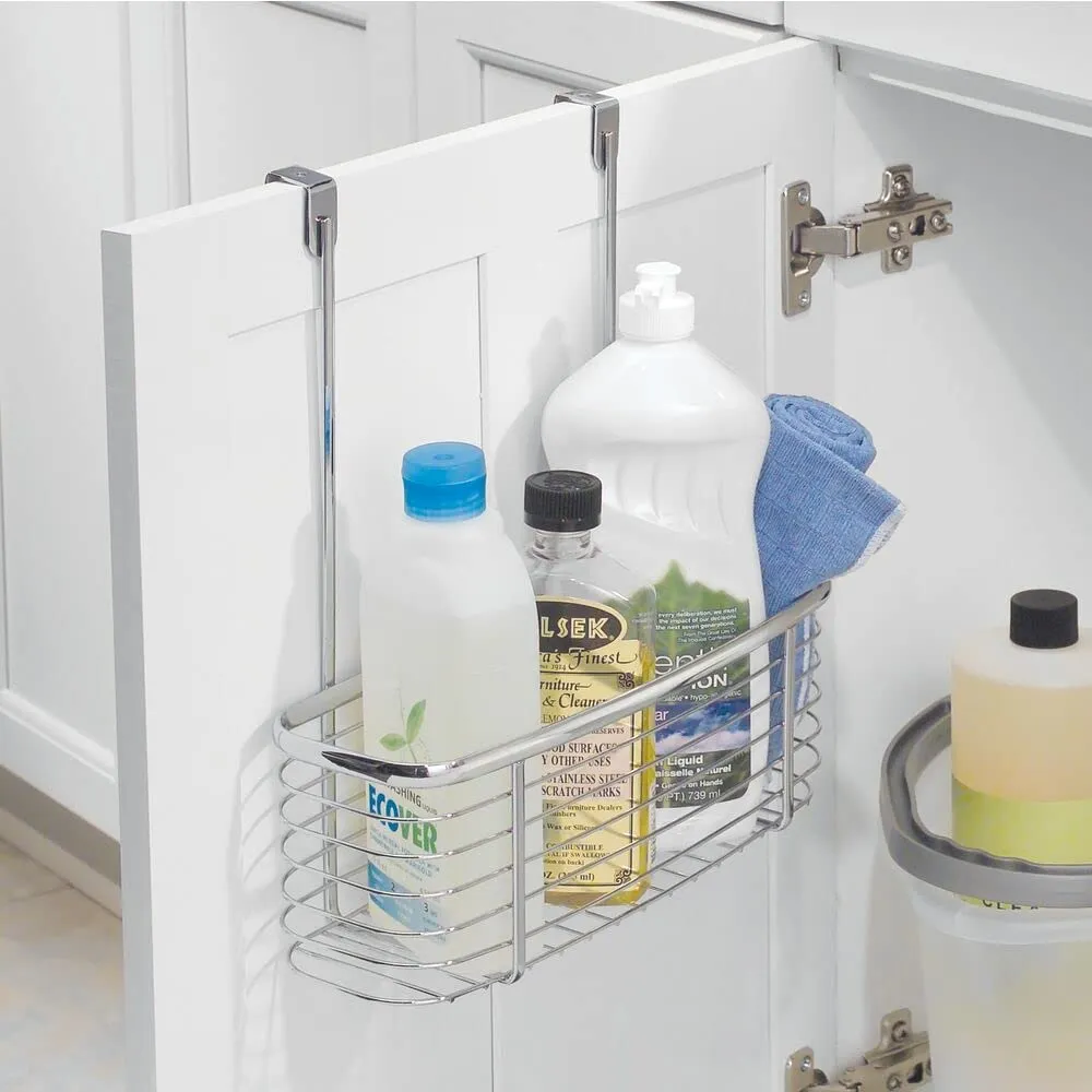 mDesign Küchen-Organizer Hängeablage Tür Chrom 28x30,5