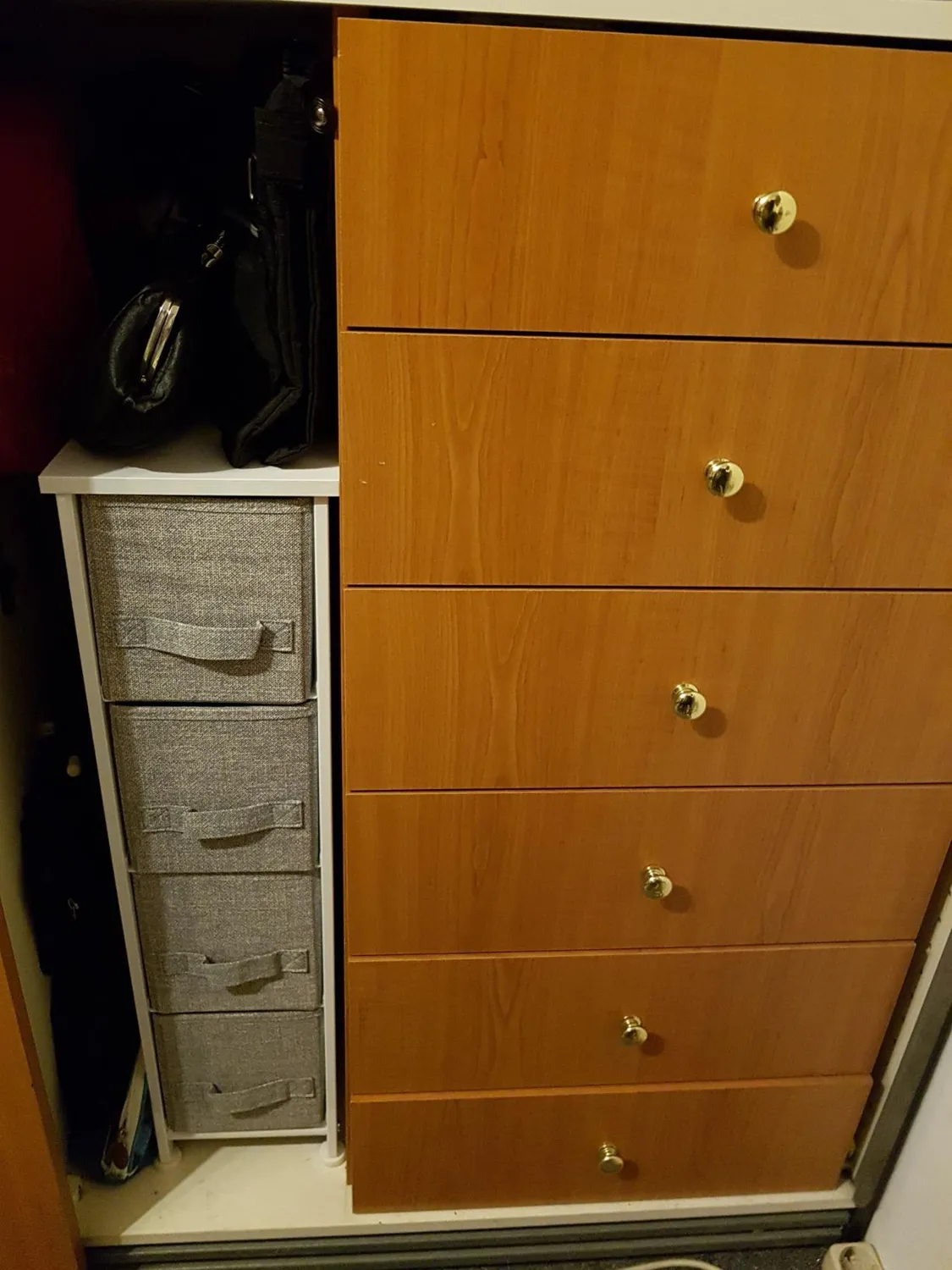 mDesign Kommode 4 Schubladen cremeweiß Stoff 48 cm