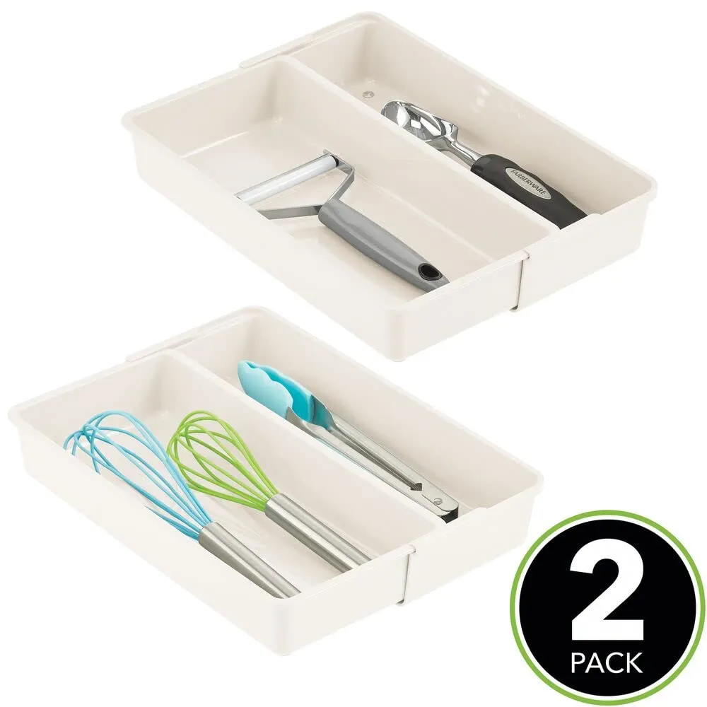 mDesign Schubladen Organizer 2er-Set creme verstellbar