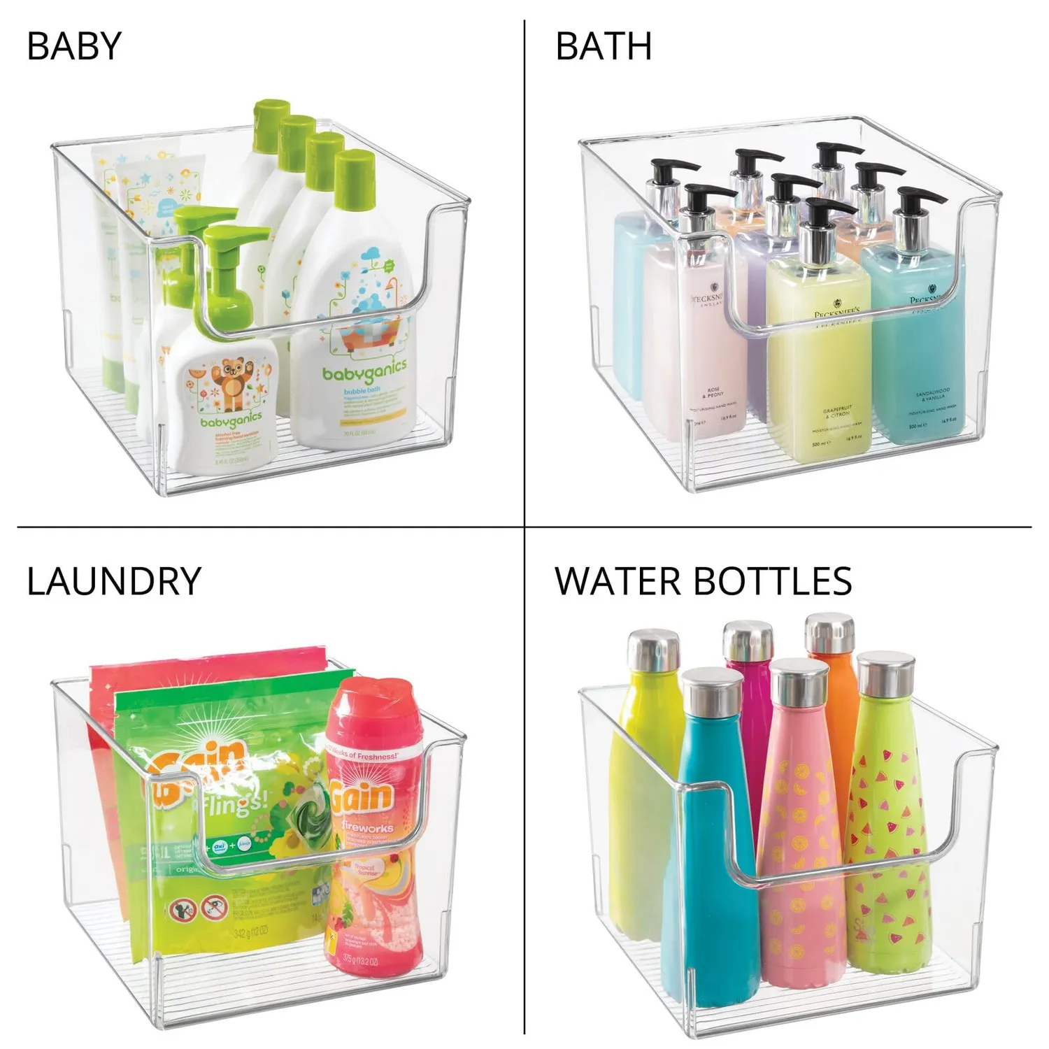 M Design Kühlschrankbox Kunststoff Transparent 4er-Set stapelbar
