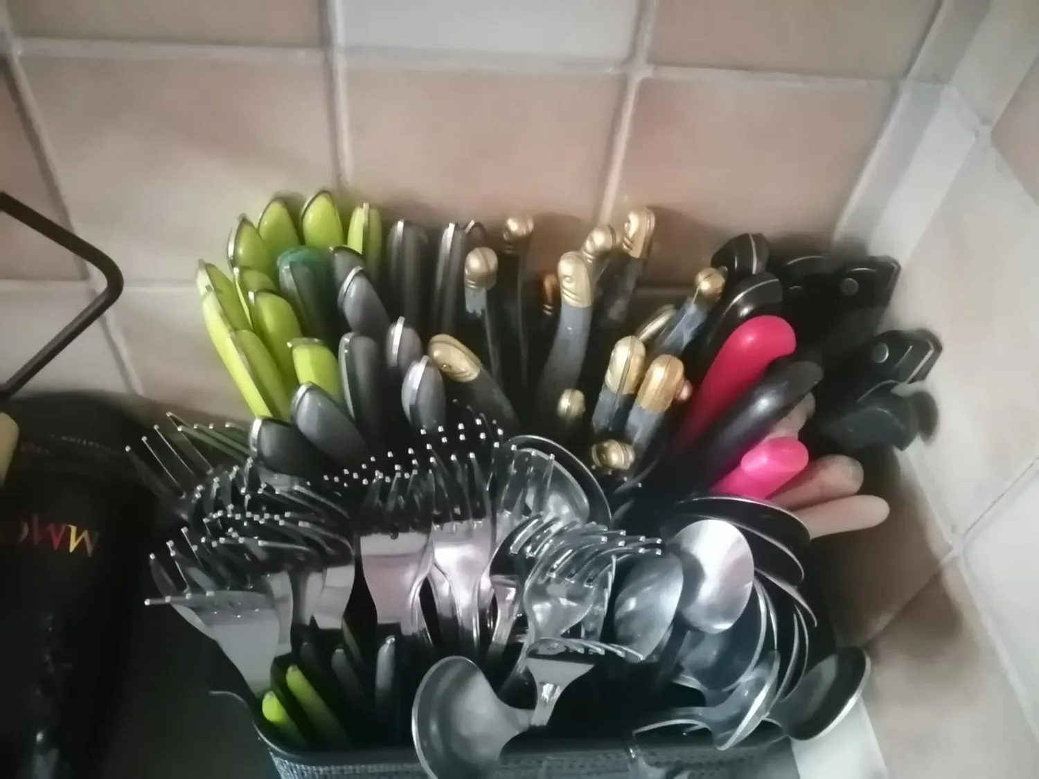 mDesign Besteckhalter 2er-Set Schwarz Besteckkorb mit Griff