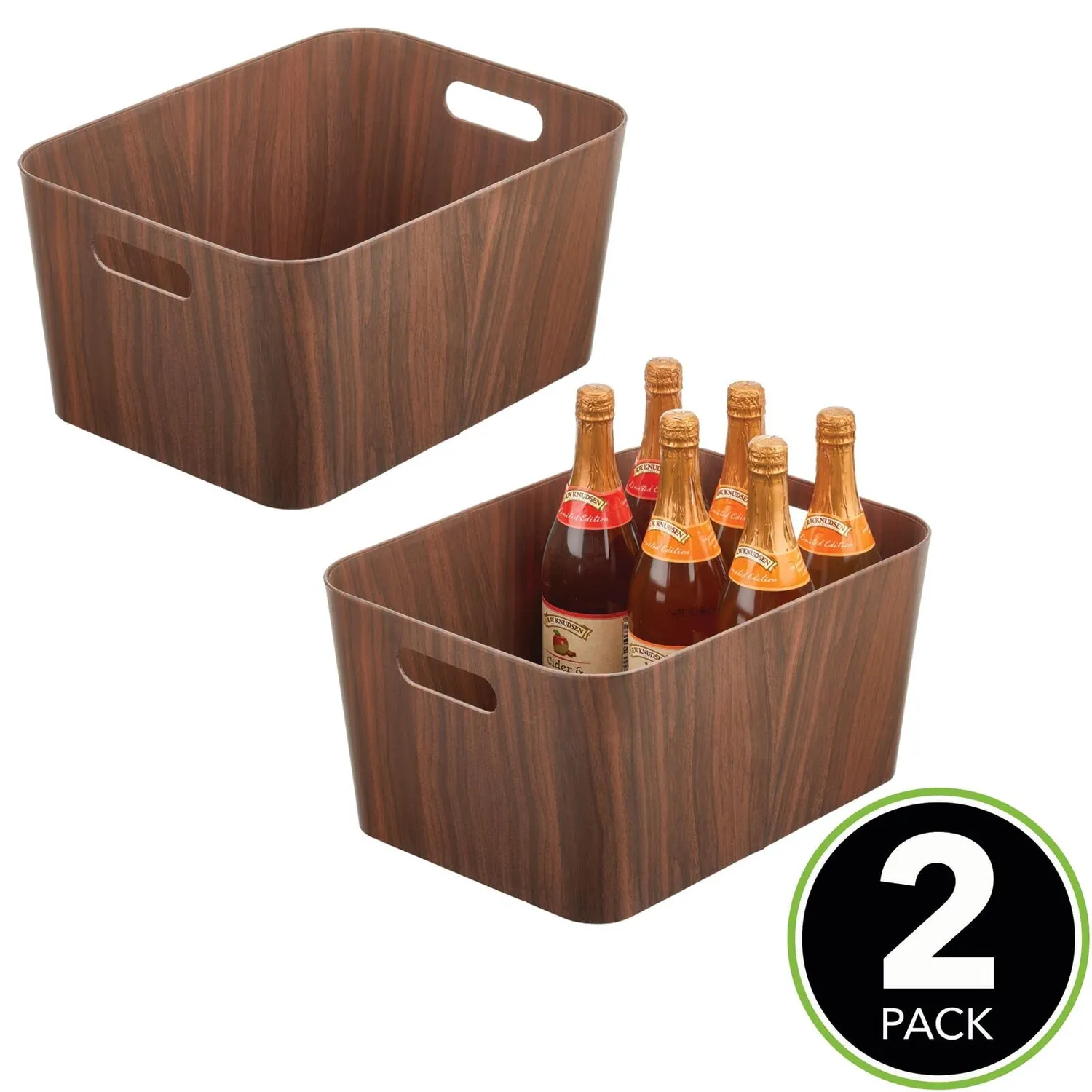 M Design Aufbewahrungsbox Karton 2er-Set dunkelbraun mit Griffen
