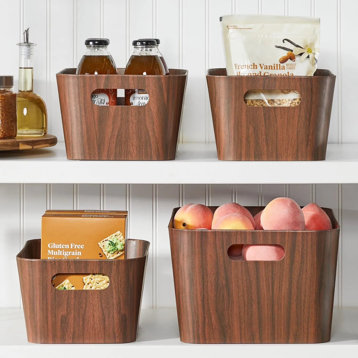 M Design Aufbewahrungsbox Karton 2er-Set dunkelbraun mit Griffen