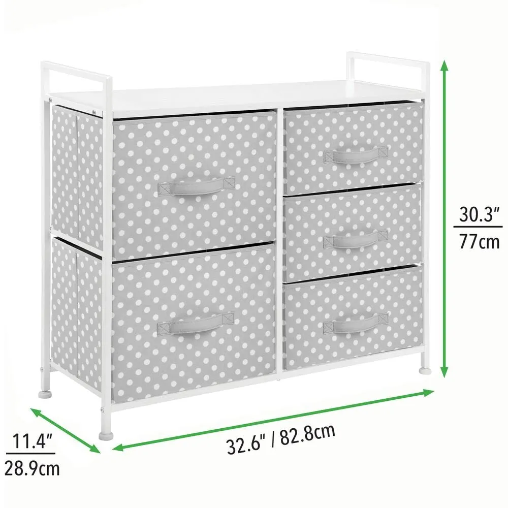 mDesign Kommode 5 Schubladen Schubladenschrank grau-weiß Punkte
