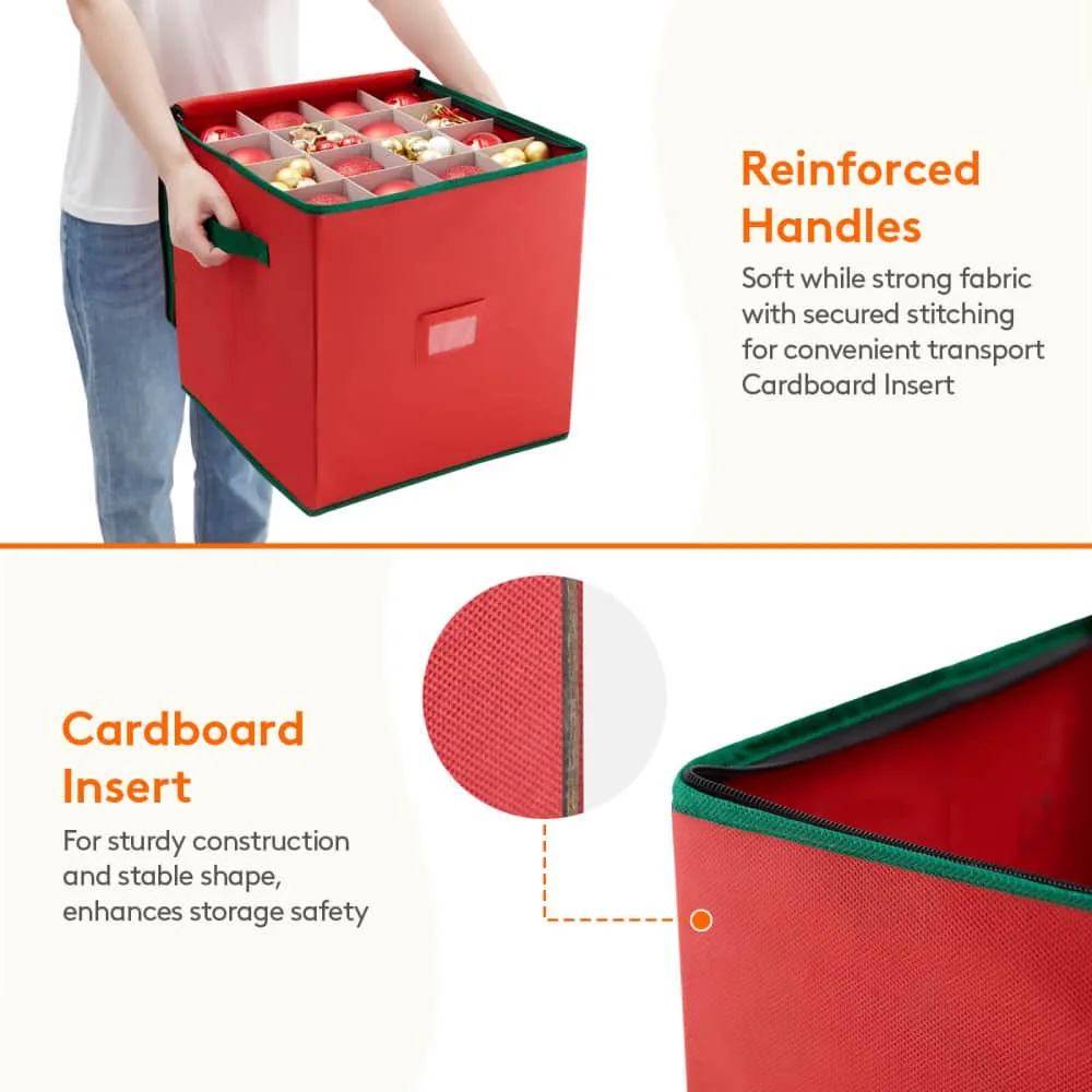 Lifewit Box für 64 Weihnachtskugeln Aufbewahrungsbox Rot stapelbar