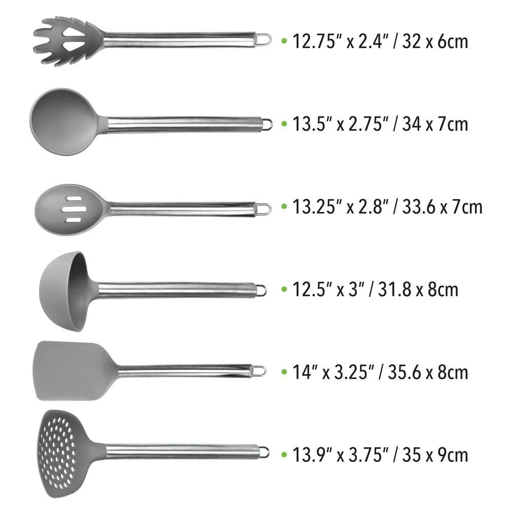 mDesign Küchenhelfer Set 6-teilig grau Nylon Edelstahl 33cm