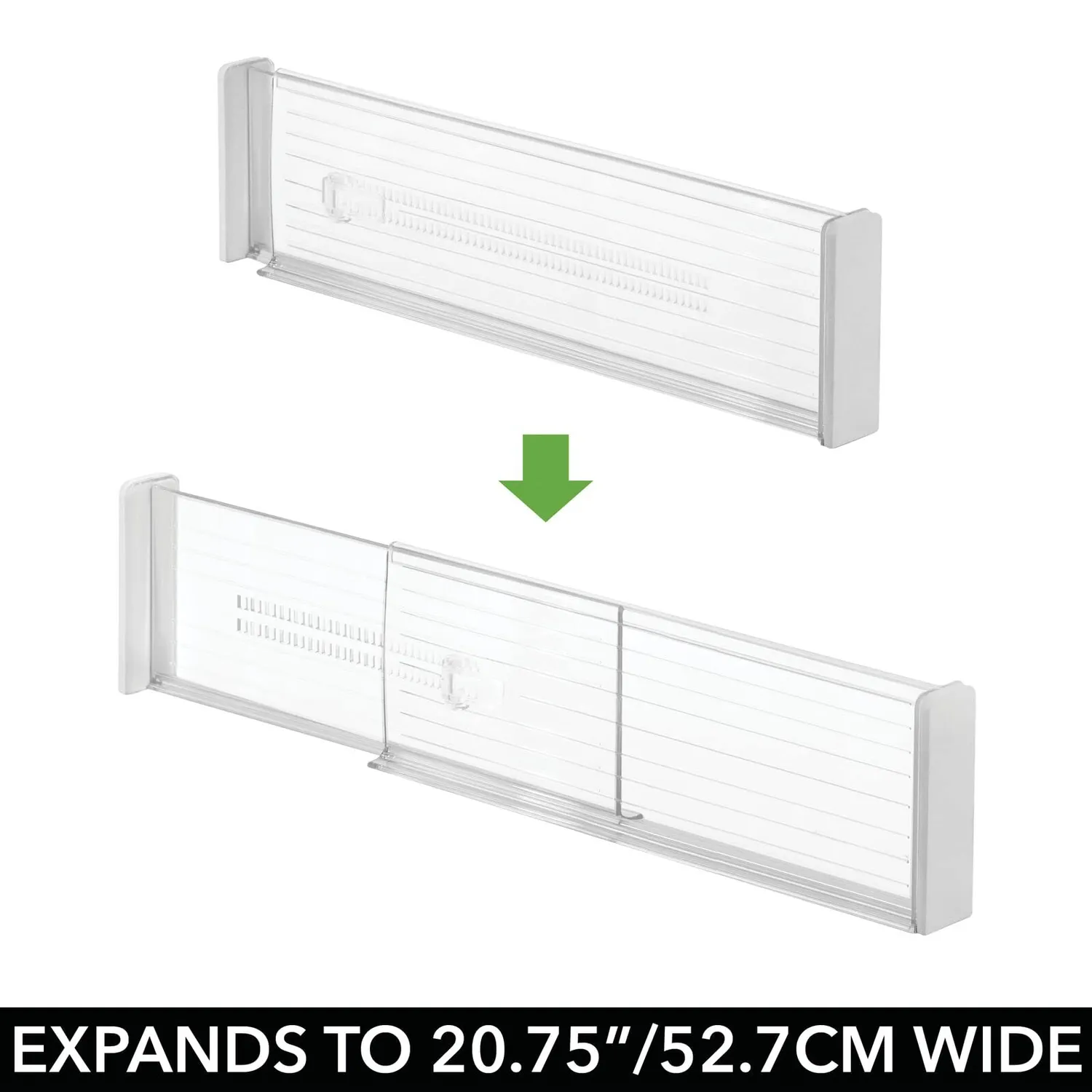 mDesign Schubladen-Organizer Kunststoff Trennwand 2er-Set Transparent