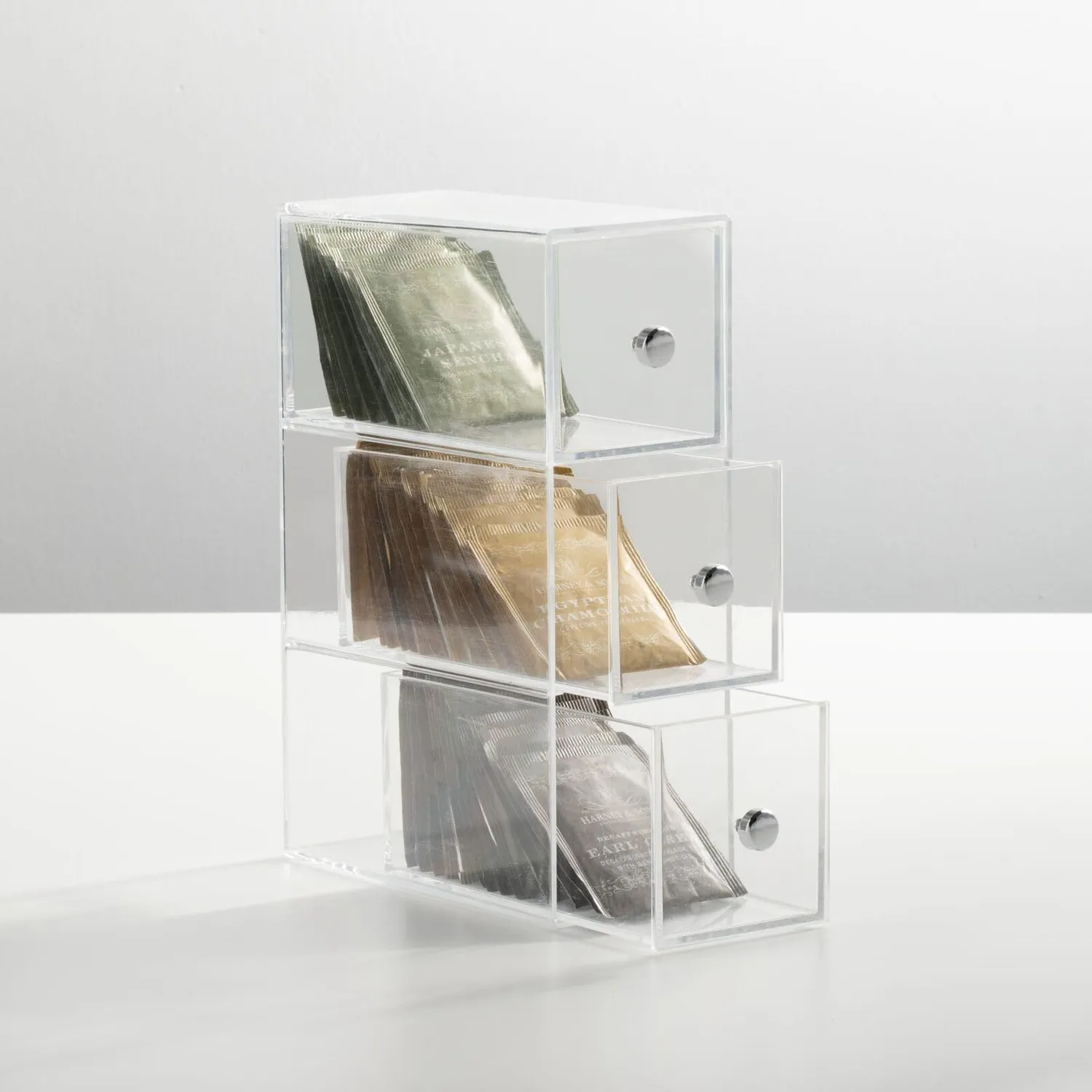 mDesign Teebox Schubladenbox 3 Schubladen 2er-Set klar