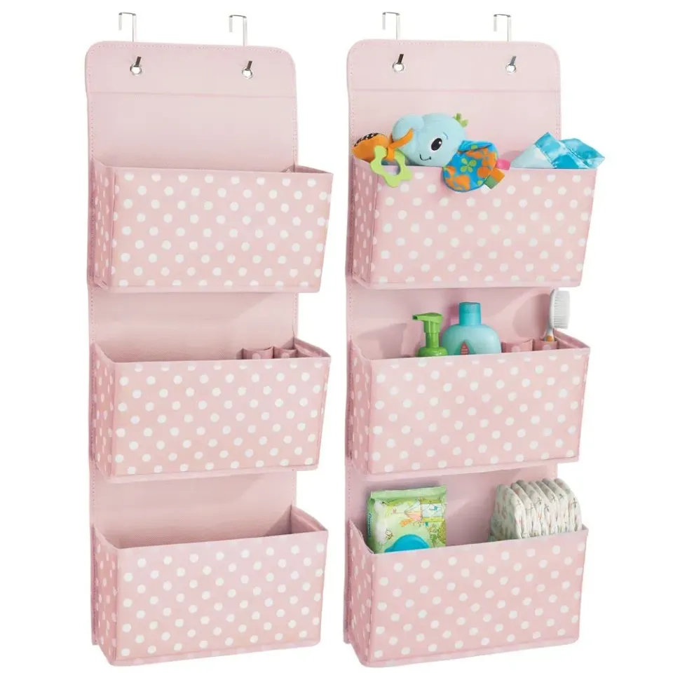 mDesign Hängeorganizer 2er-Set Tür rosa/weiß 3 Taschen