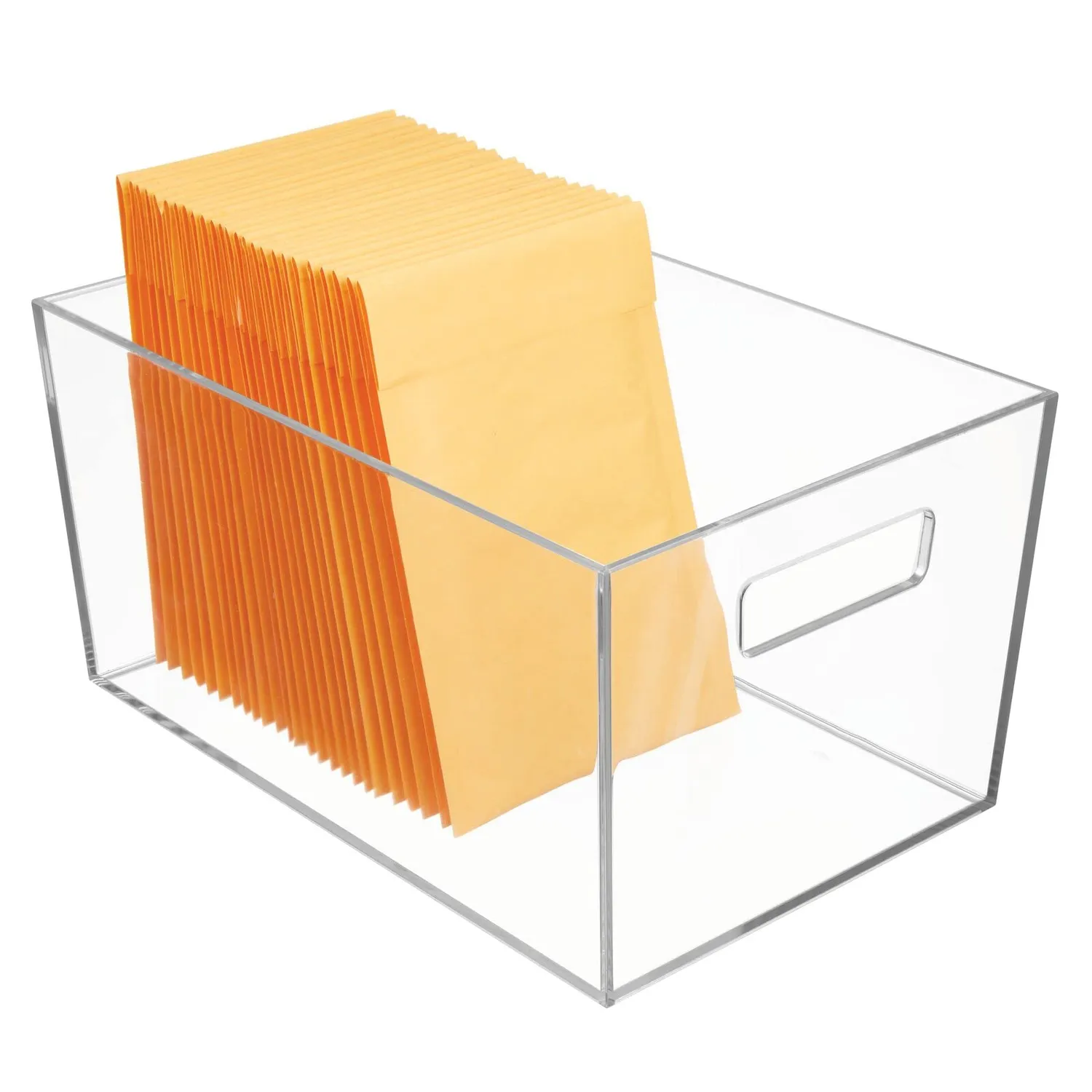 mDesign Sortierbox transparent 2er-Set mit Griffen lang