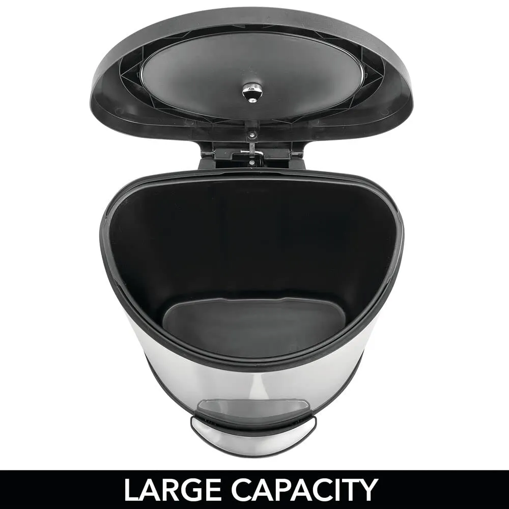 mDesign Tretmülleimer Edelstahl 45 Liter mattsilber
