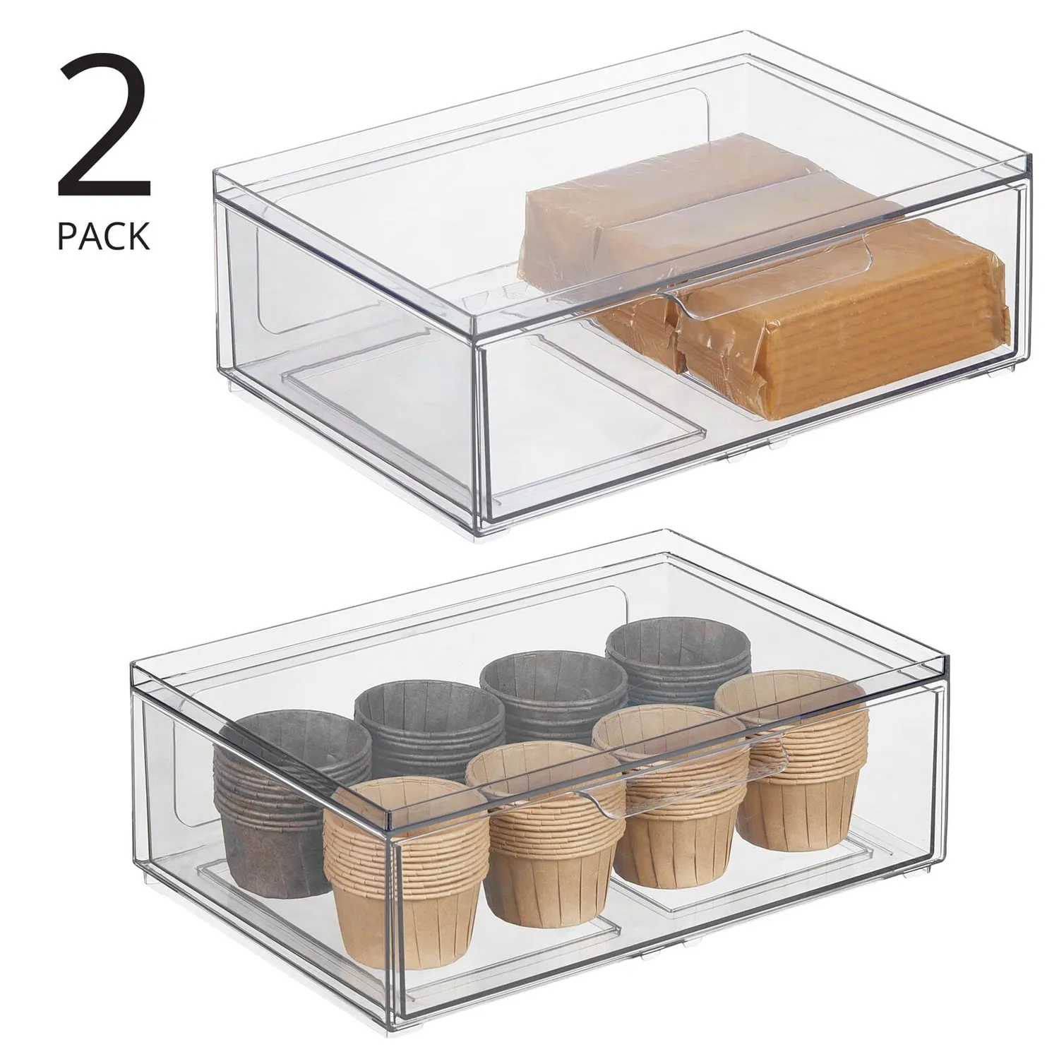 mDesign Aufbewahrungsbox Schubladenbox 2er-Set transparent