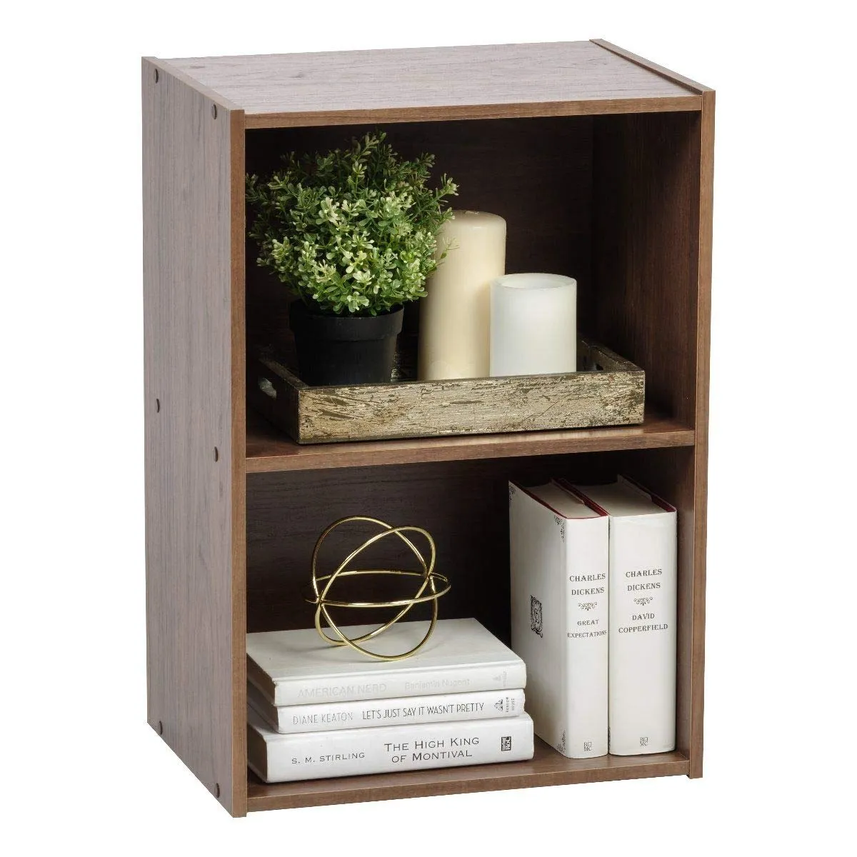 Iris Ohyama 2 Würfel Bücherregal braun 40cm offen platzsparend