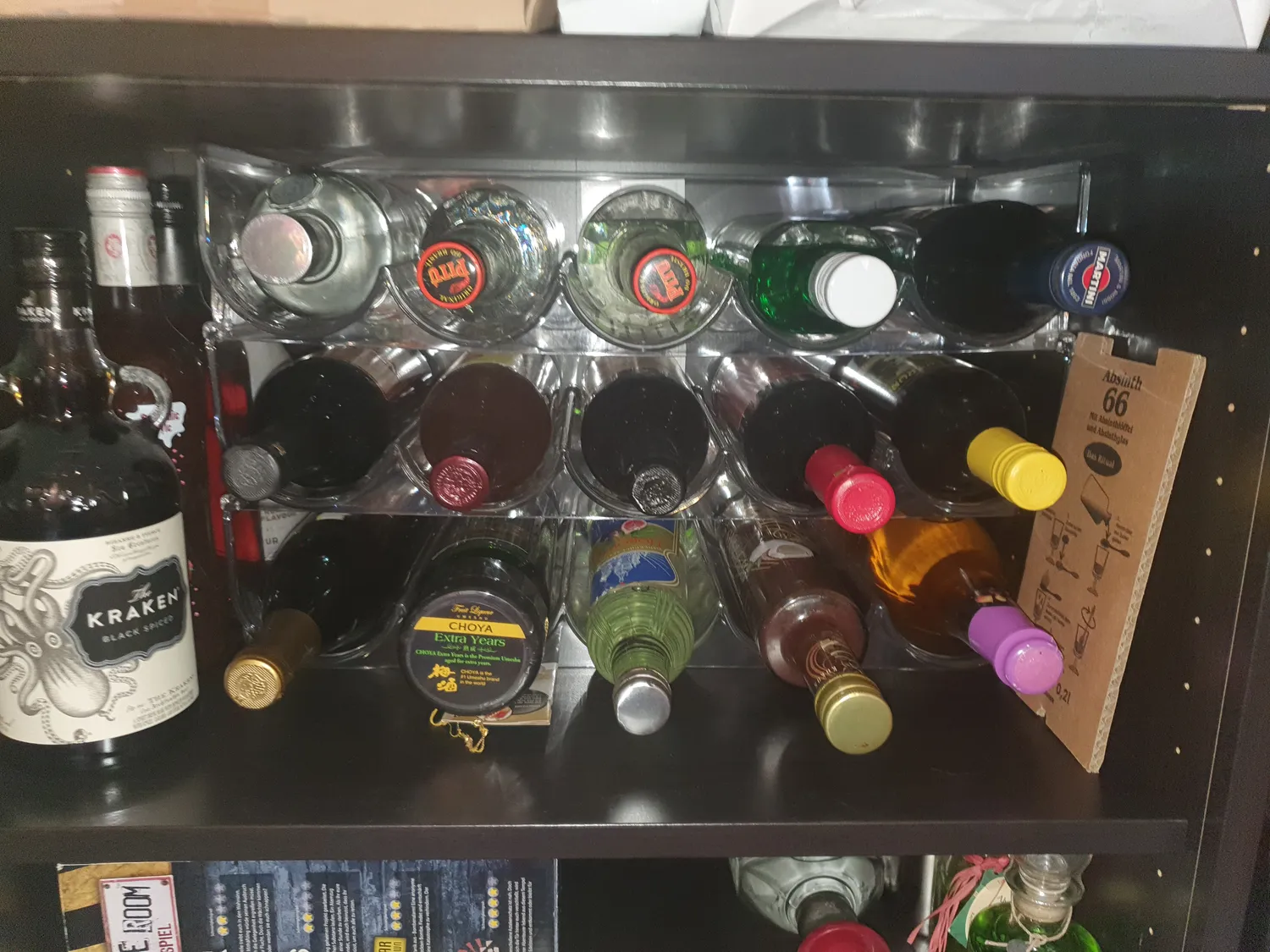 mDesign Flaschenhalter Kühlschrank Weinständer 5 Flaschen transparent