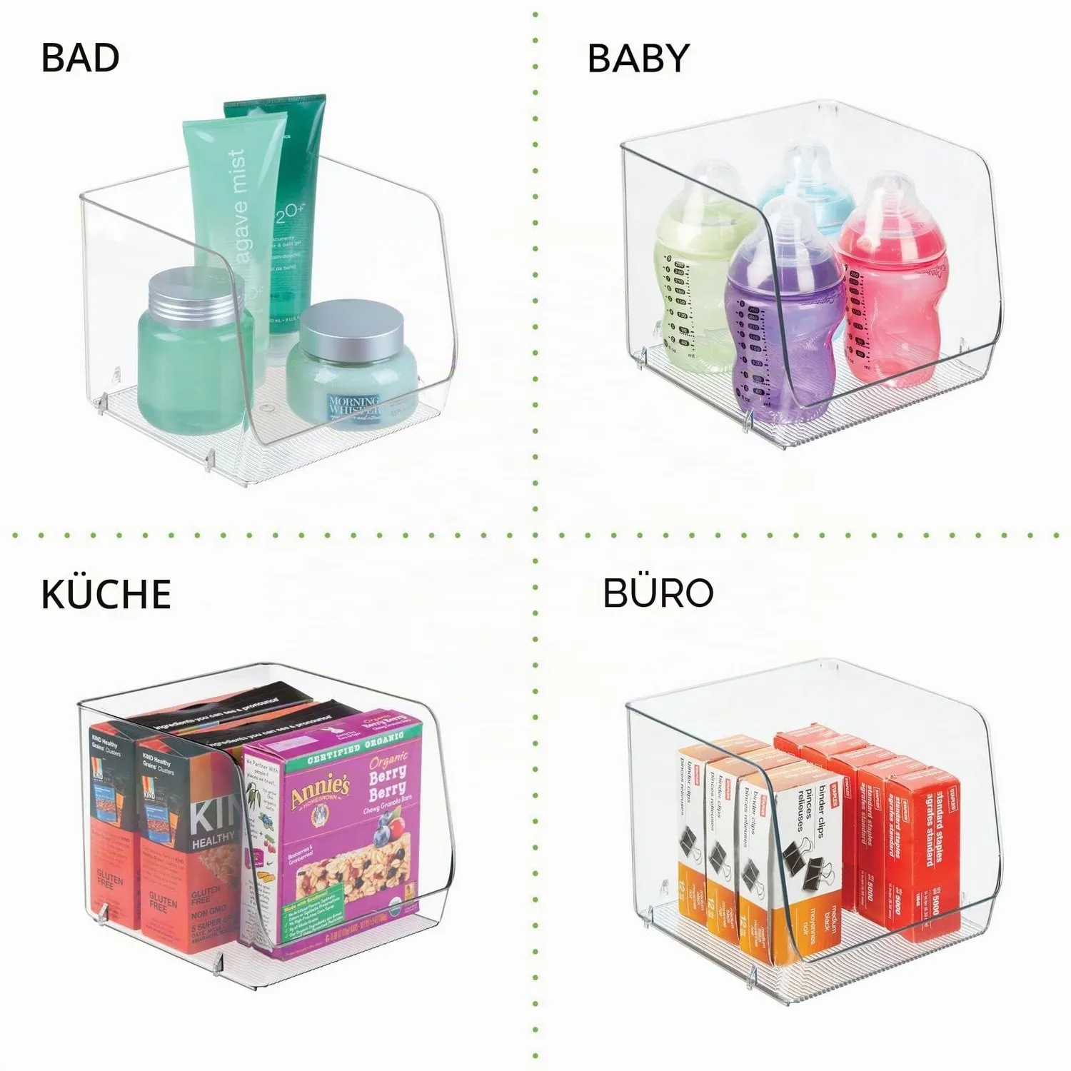 mDesign 03093 Stapelbox 8er Set transparent 19,7 cm stapelbar