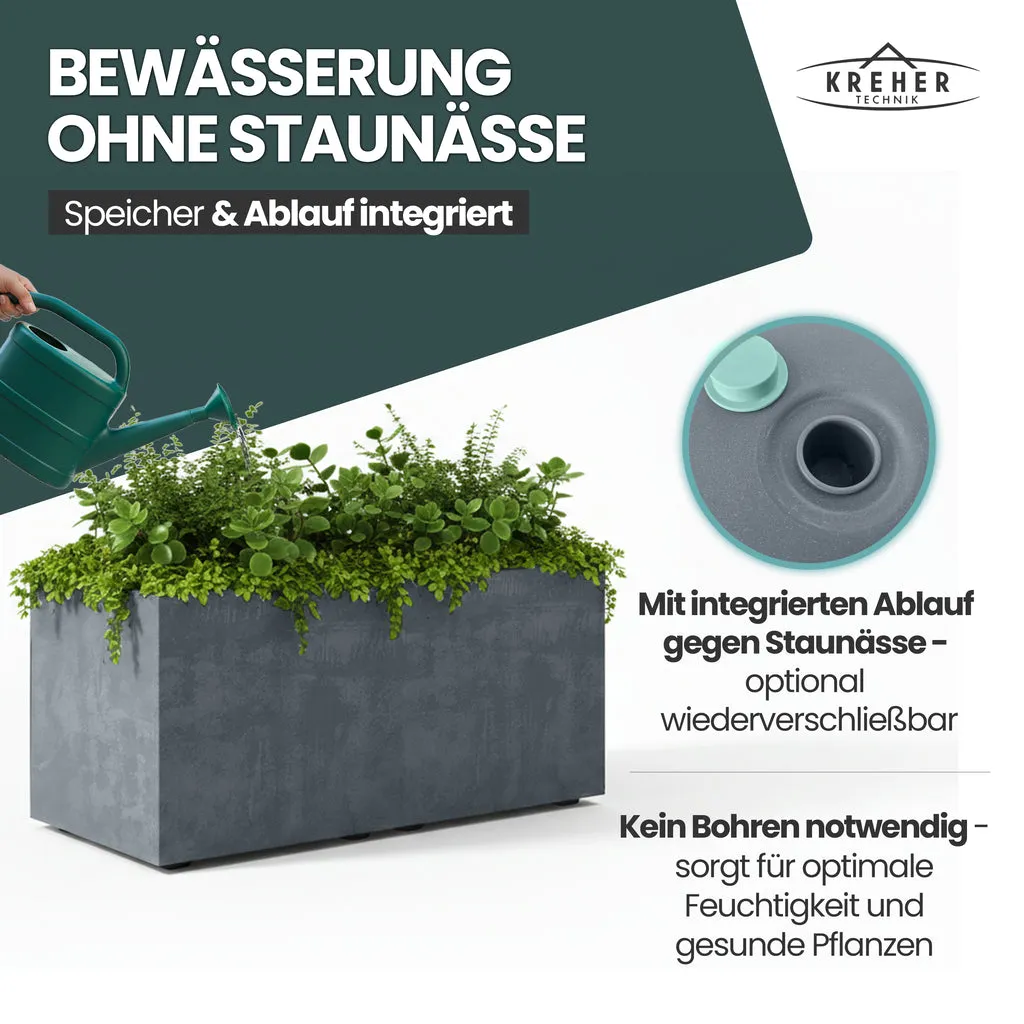 Kreher Millennium Pflanzkübel 73 L Grau rechteckig Naturstein