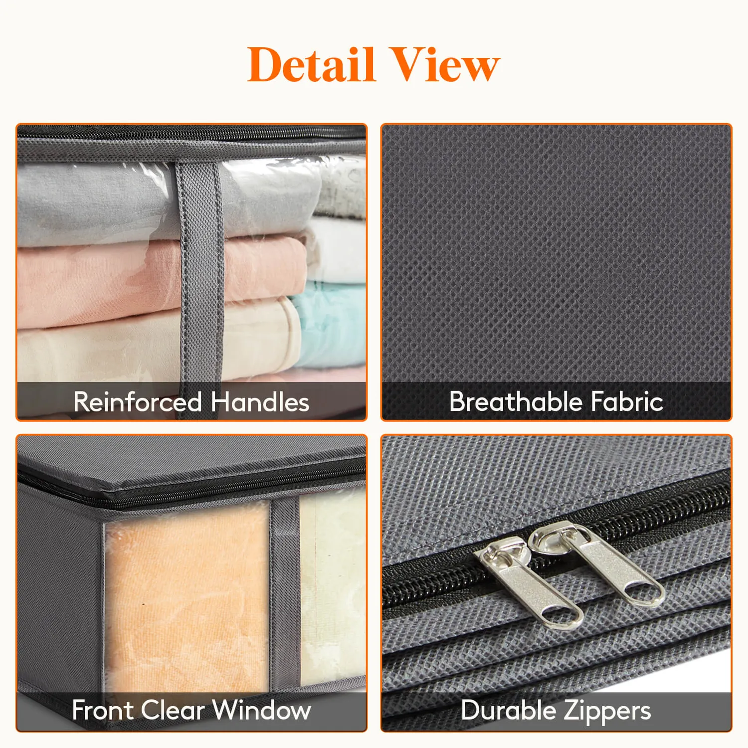 Lifewit Unterbett Organizer 3er Pack grau 40L Fenster
